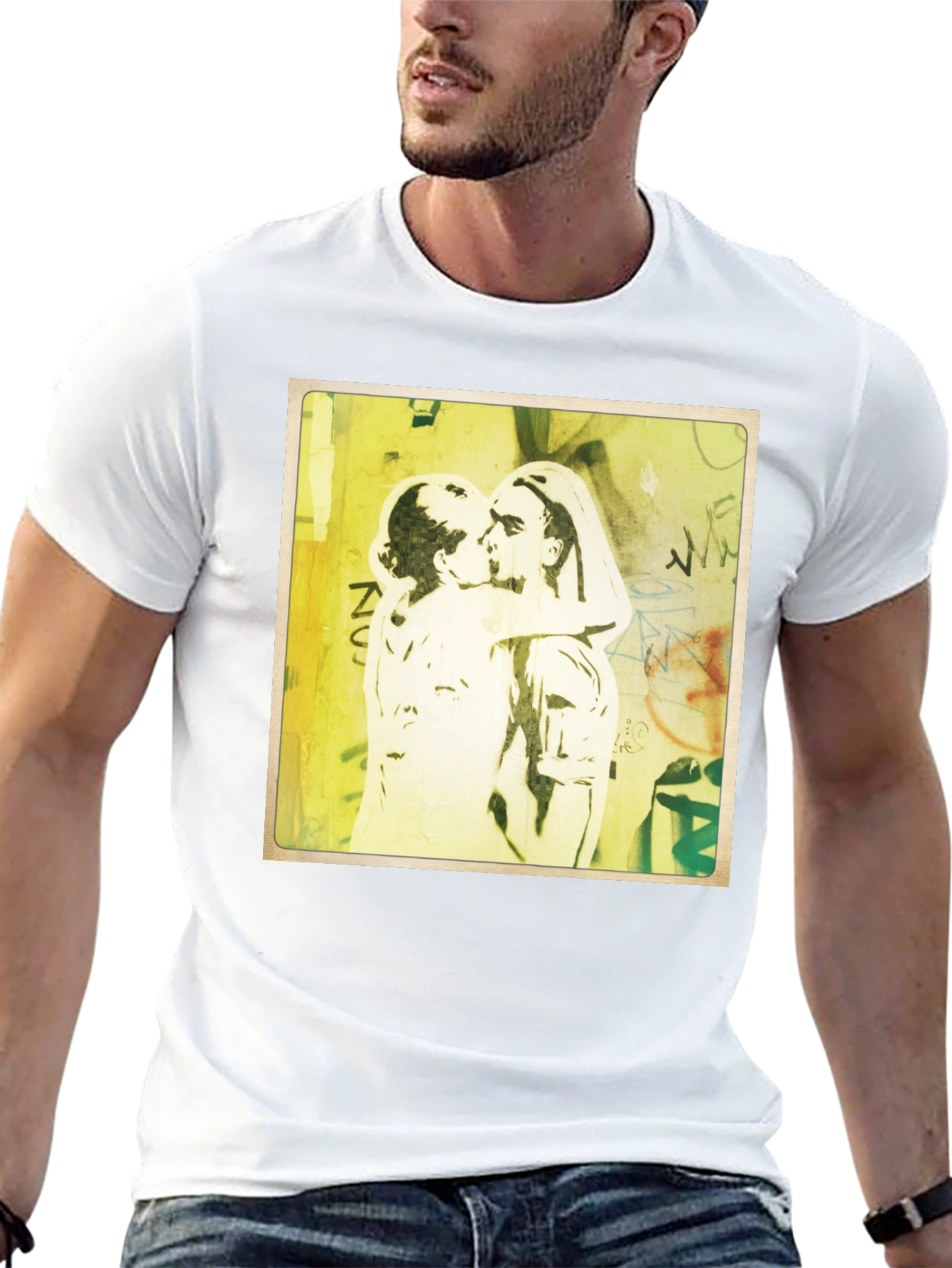 Banksy Inspired Kissing Coppers Graphic T-Shirt