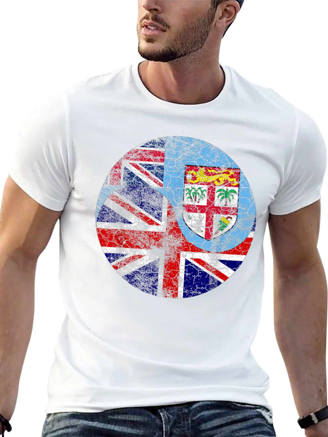 Fiji Flag Grunge Graphic Black T-Shirt