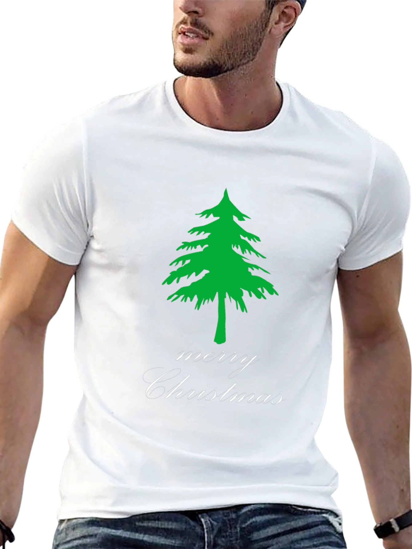 Merry Christmas Tree Black T-Shirt