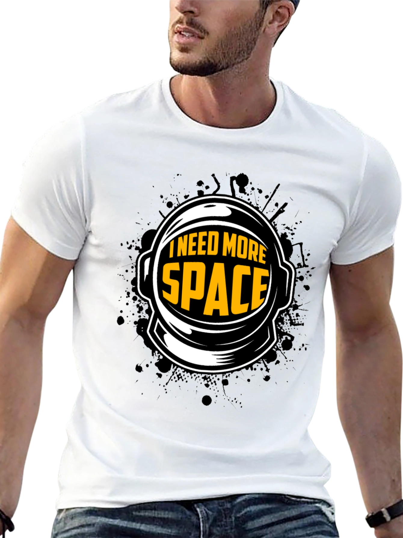 I Need More Space Astronaut Helmet Graphic T-Shirt