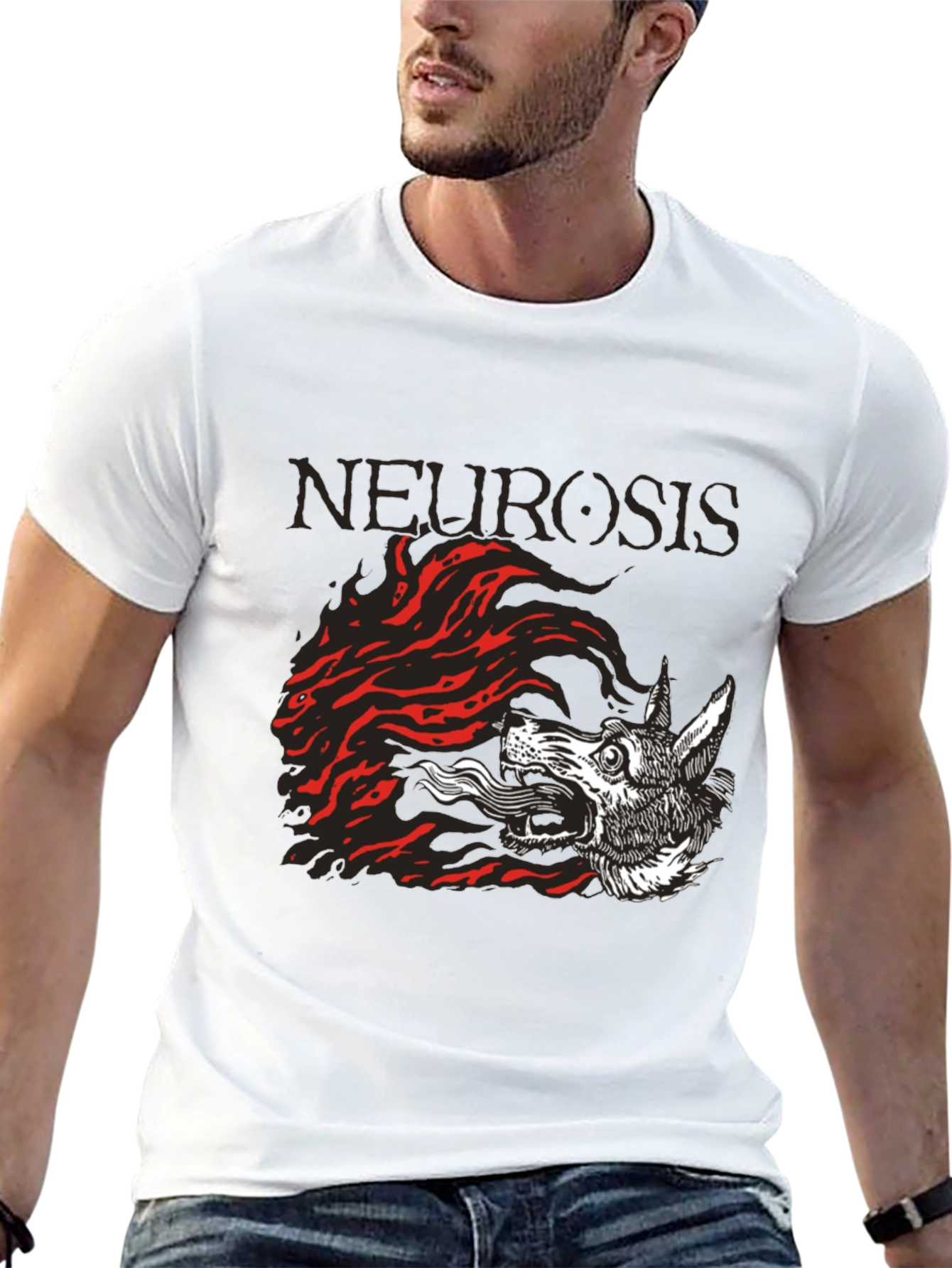 Neurosis Band Wolf Graphic Black T-Shirt