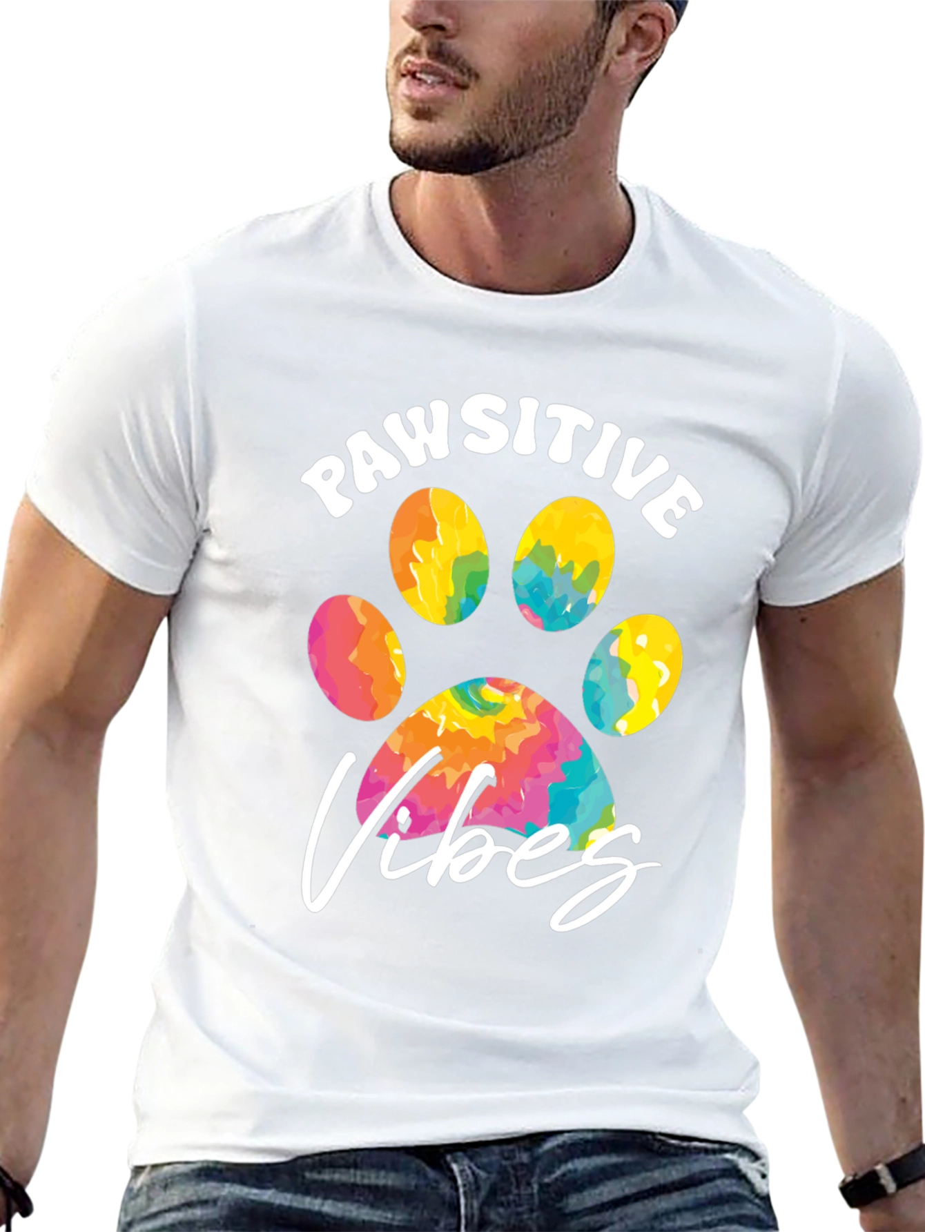 Pawsitive Vibes Graphic Tee - Trendy Dog Lover Shirt