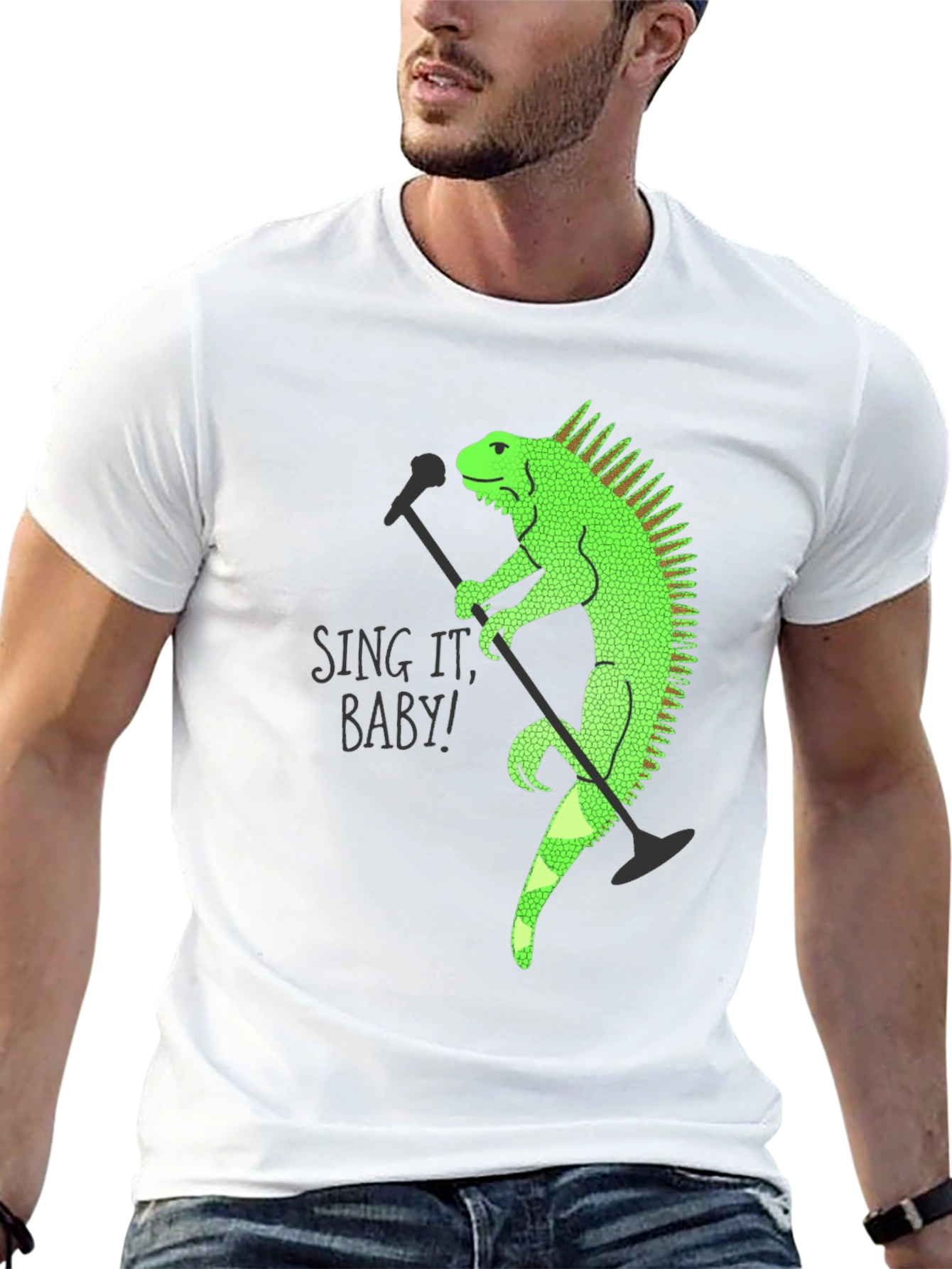 Iguana Singer Graphic T-Shirt - Black