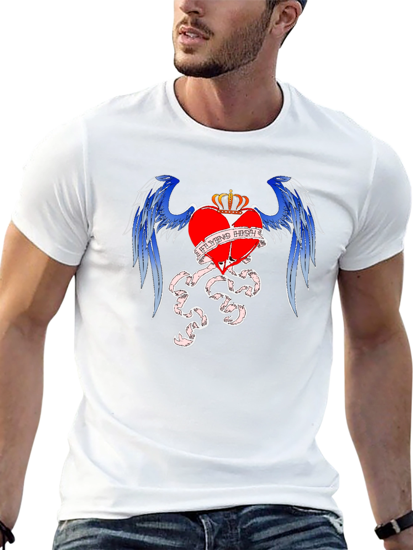 Flying High Crowned Heart Graphic T-Shirt