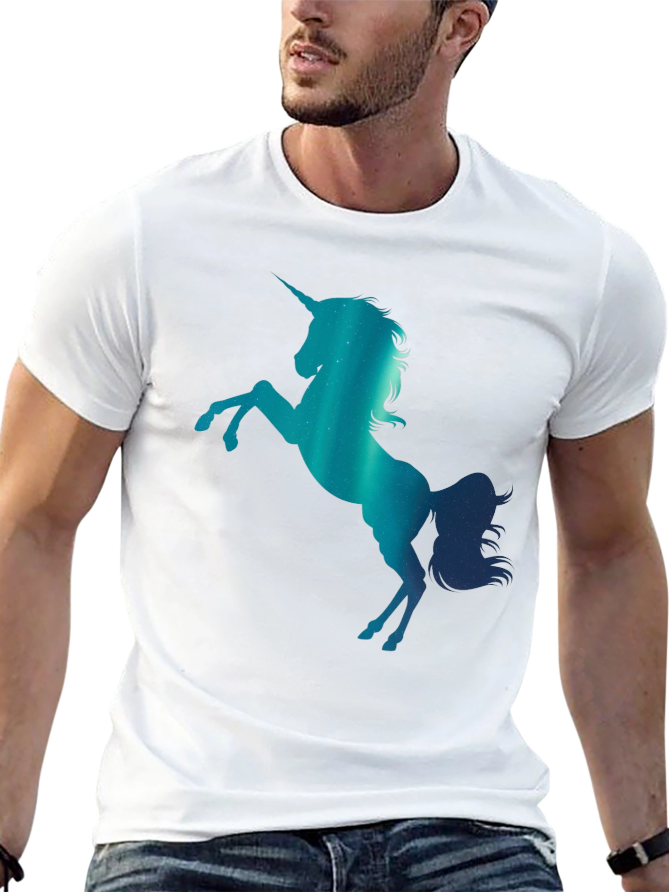 Unicorn Silhouette Graphic T-Shirt - Black