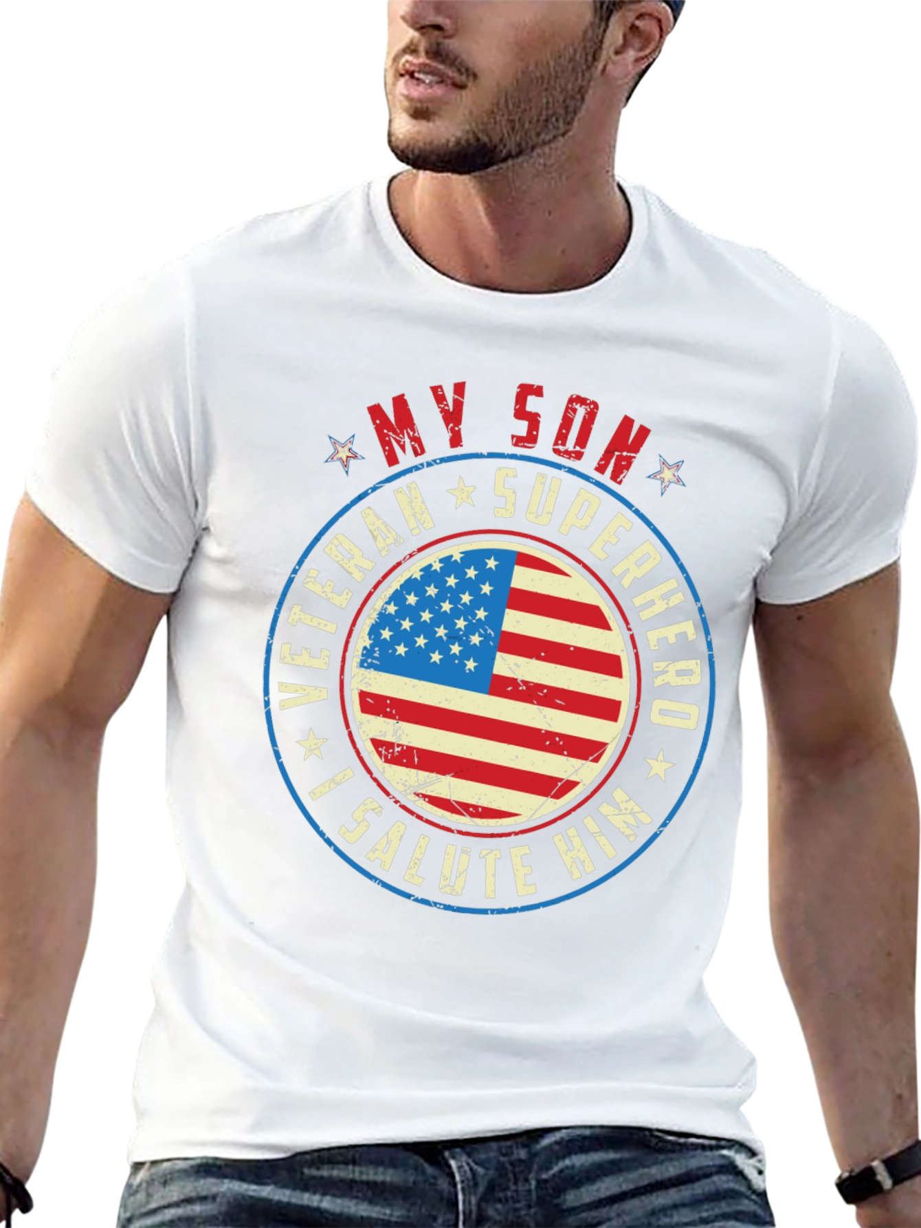My Son Veteran Superhero Graphic T-Shirt