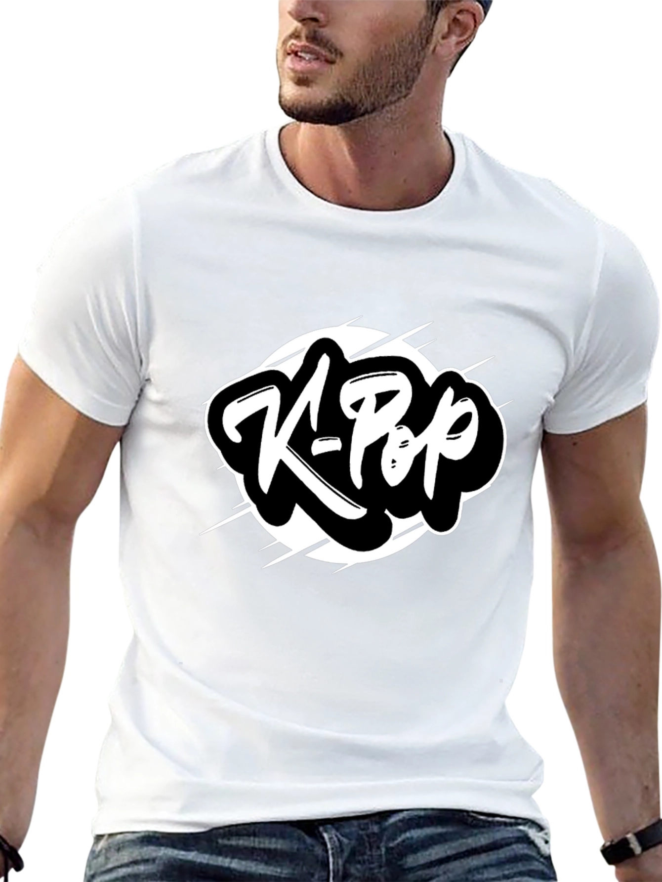 K-Pop Graphic Tee - Black Cotton T-Shirt