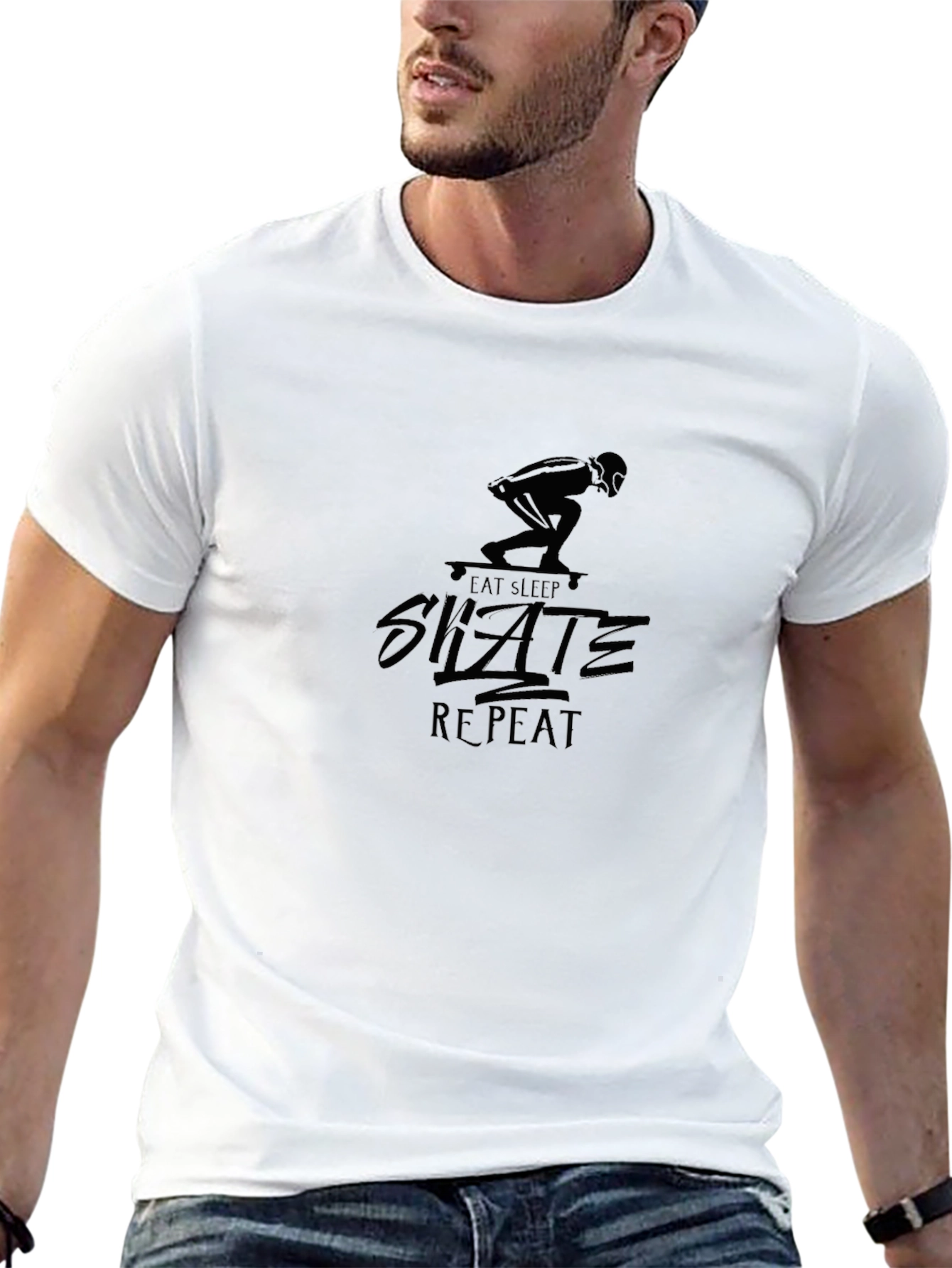 Eat Sleep Skate Repeat Black Graphic Tee