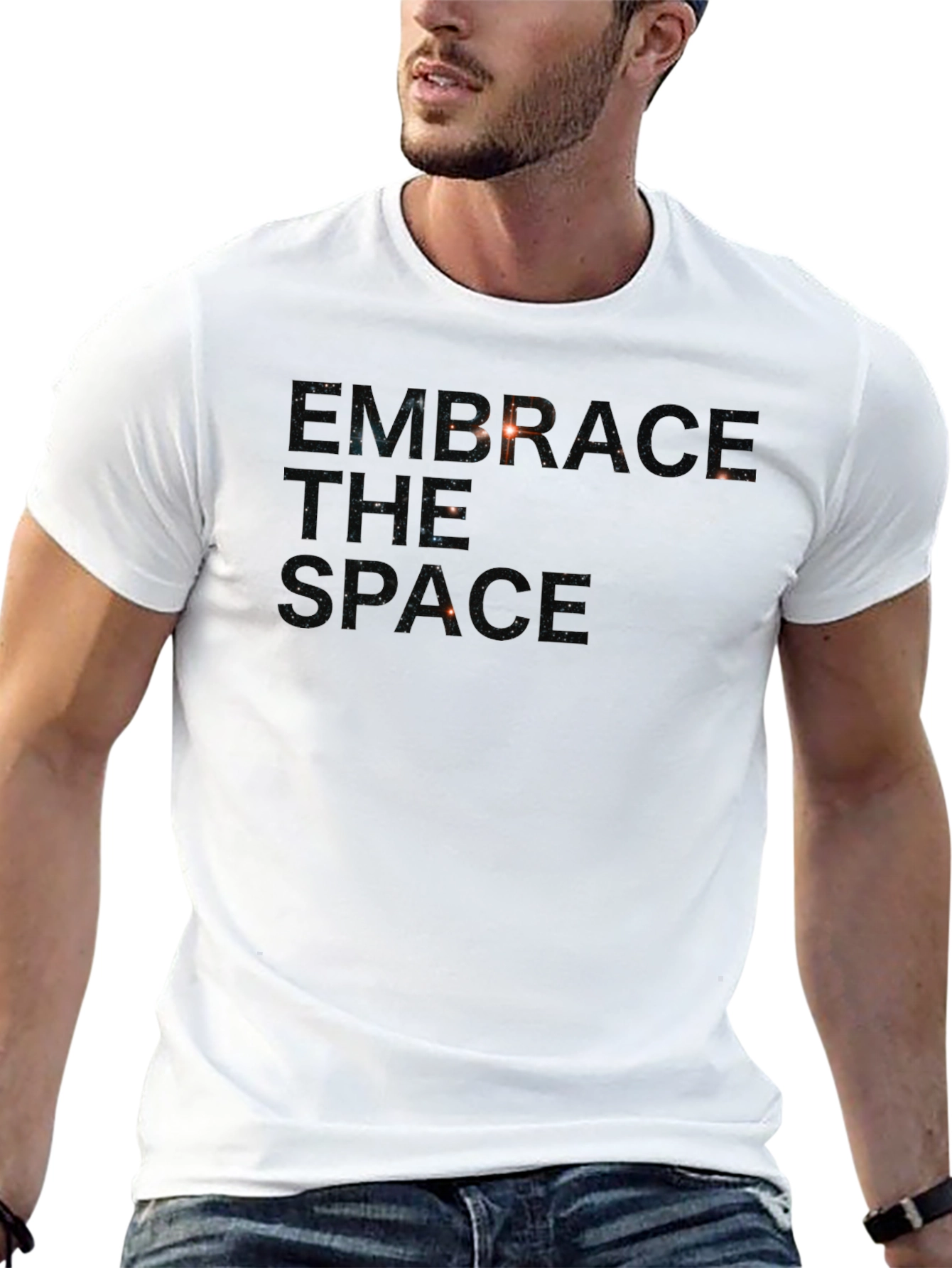 Embrace The Space Graphic Print Black T-Shirt