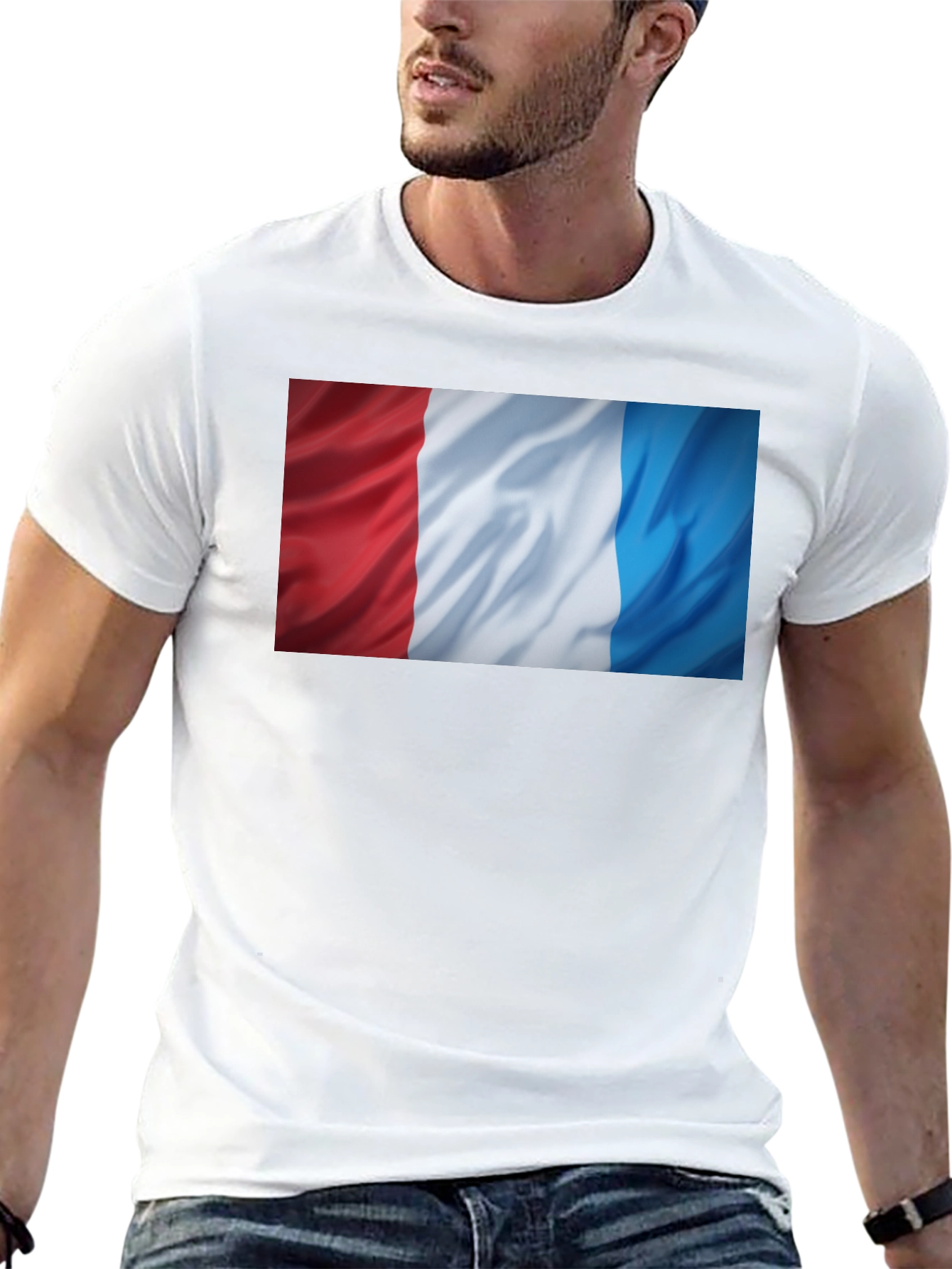 French Flag T-Shirt - Black Cotton Tee