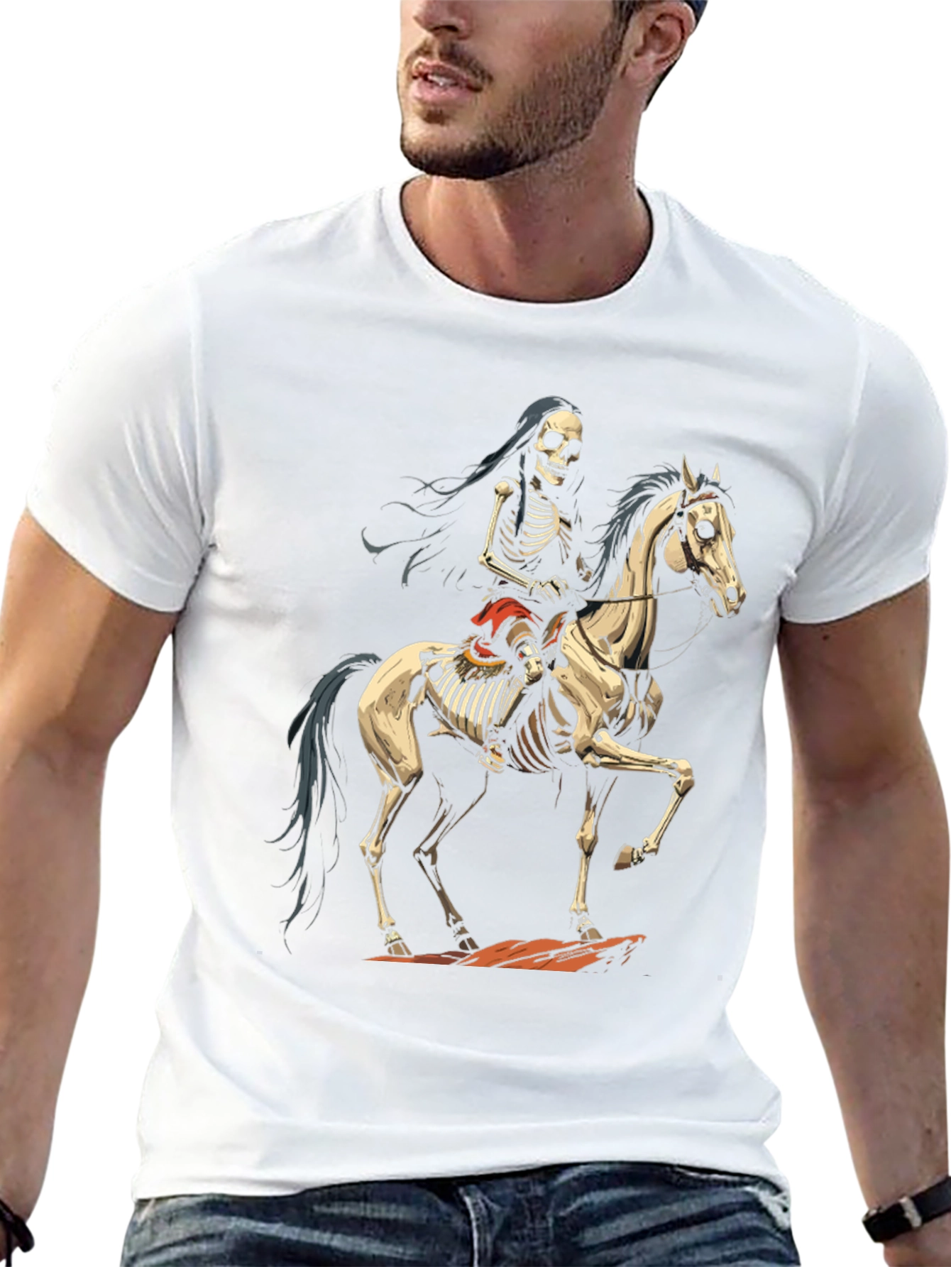 Skeleton Rider Graphic Tee - Dark Humor Style