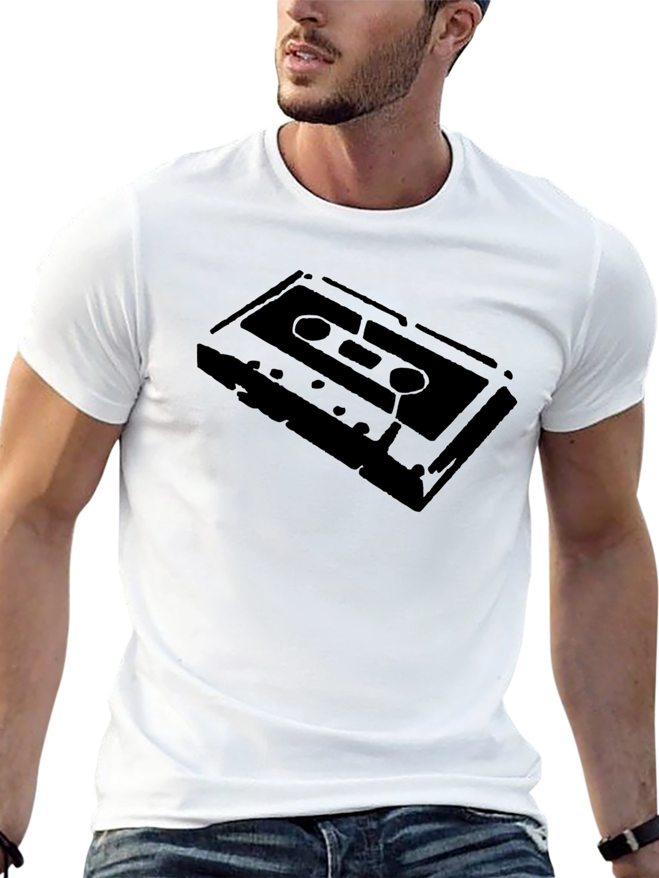 Retro Cassette Tape Graphic Tee - Black