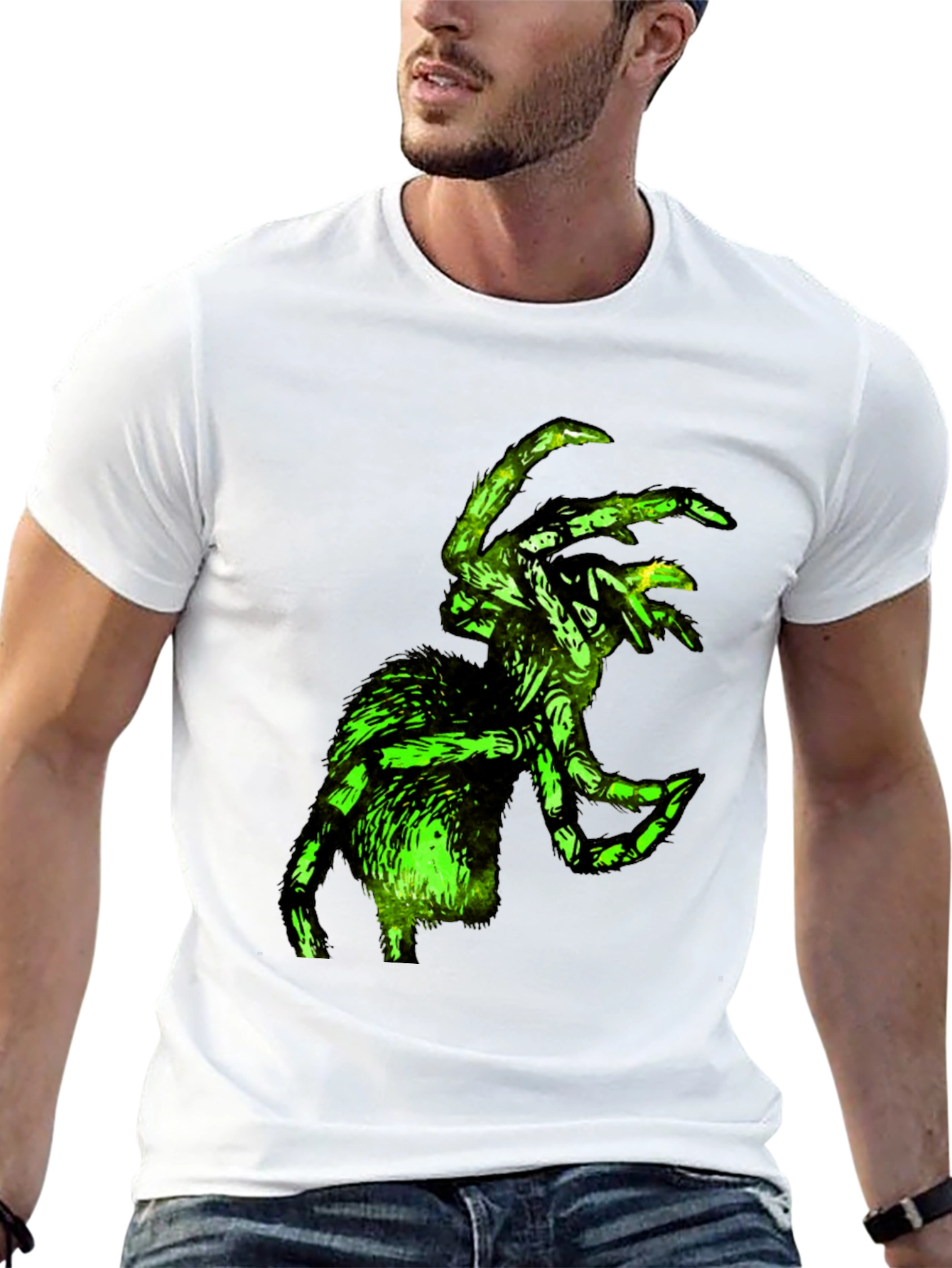 Green Glowing Spider Graphic T-Shirt