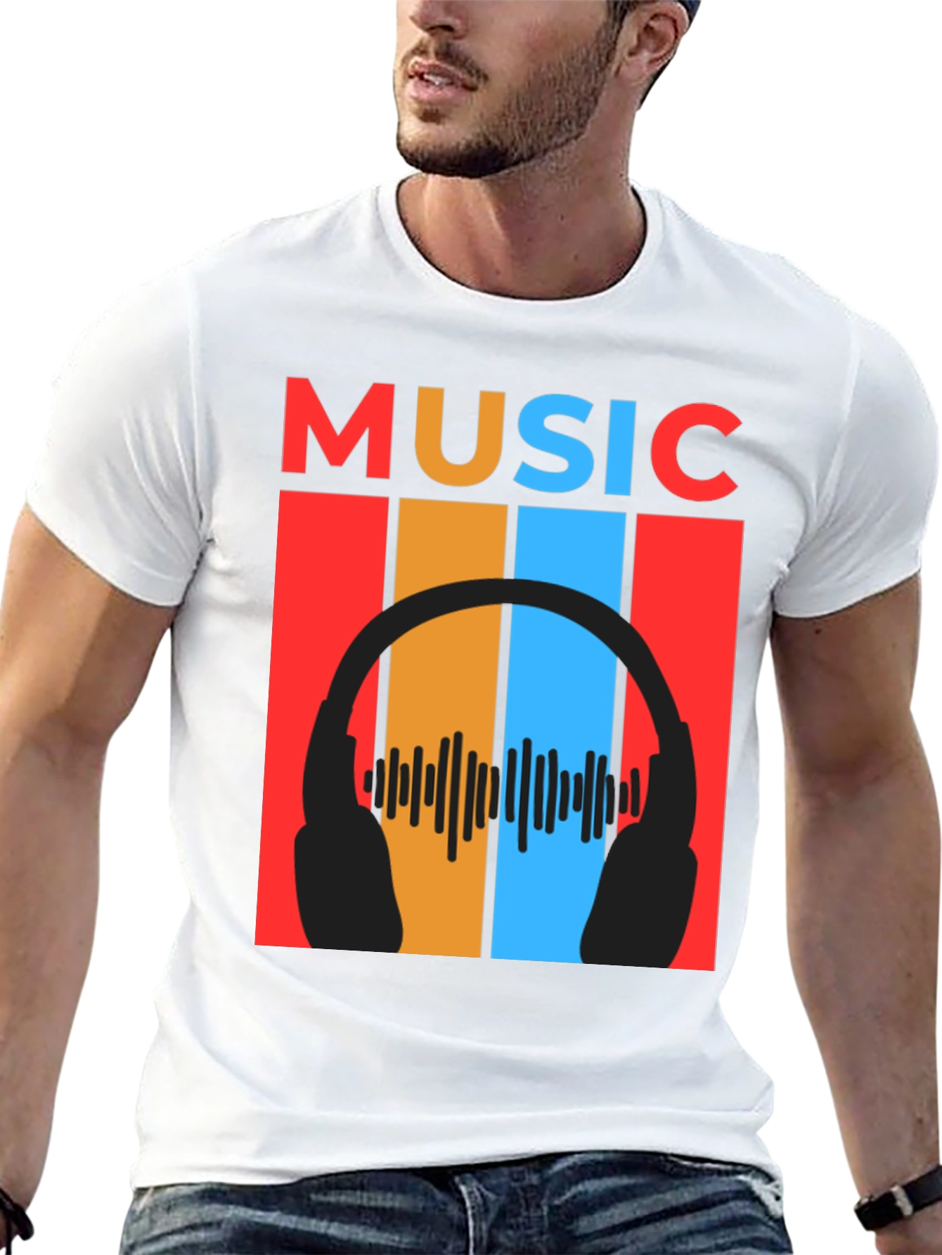 Retro Music Headphones Graphic Tee