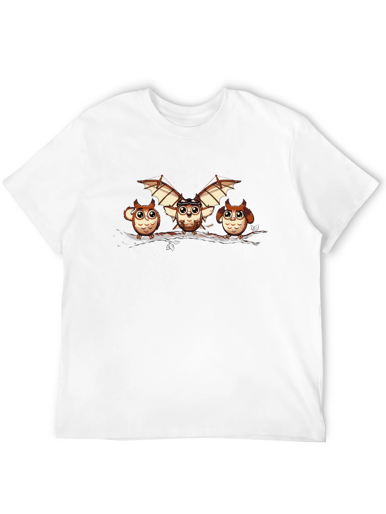 Owl Aviator Graphic T-Shirt - Black