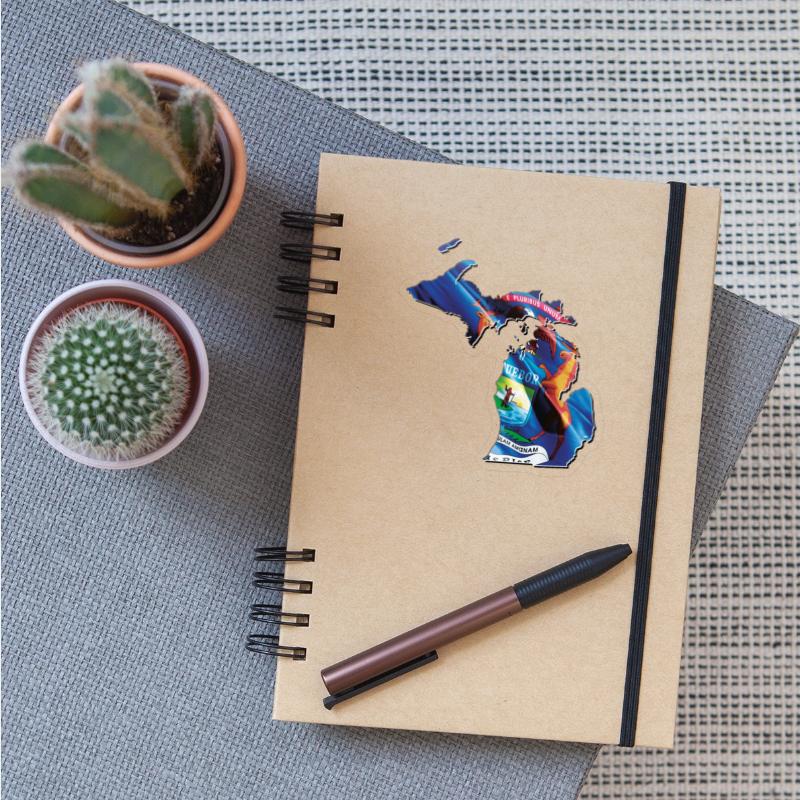 Michigan State Flag in Michigan State Map