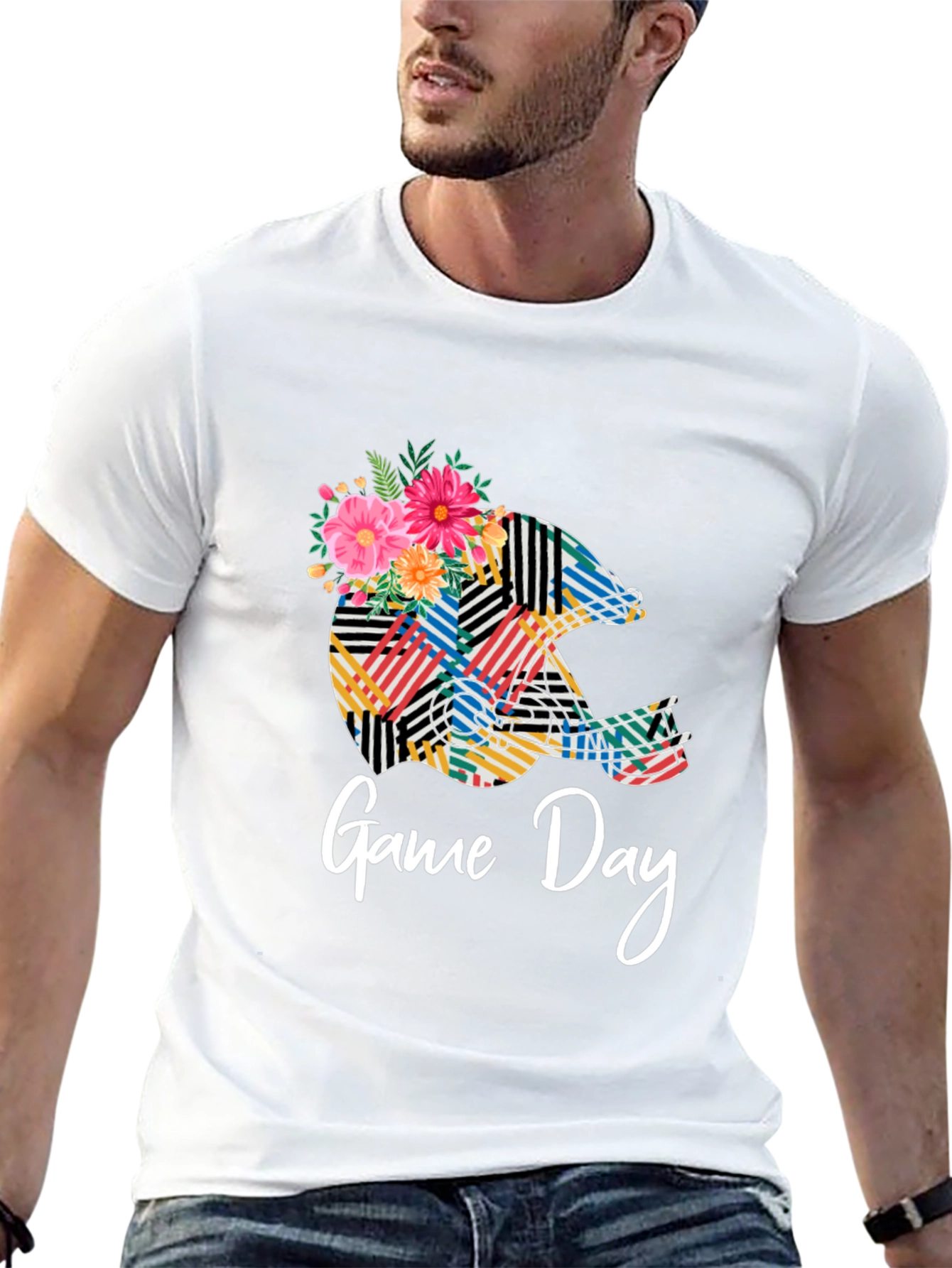 Game Day Floral Helmet T-Shirt