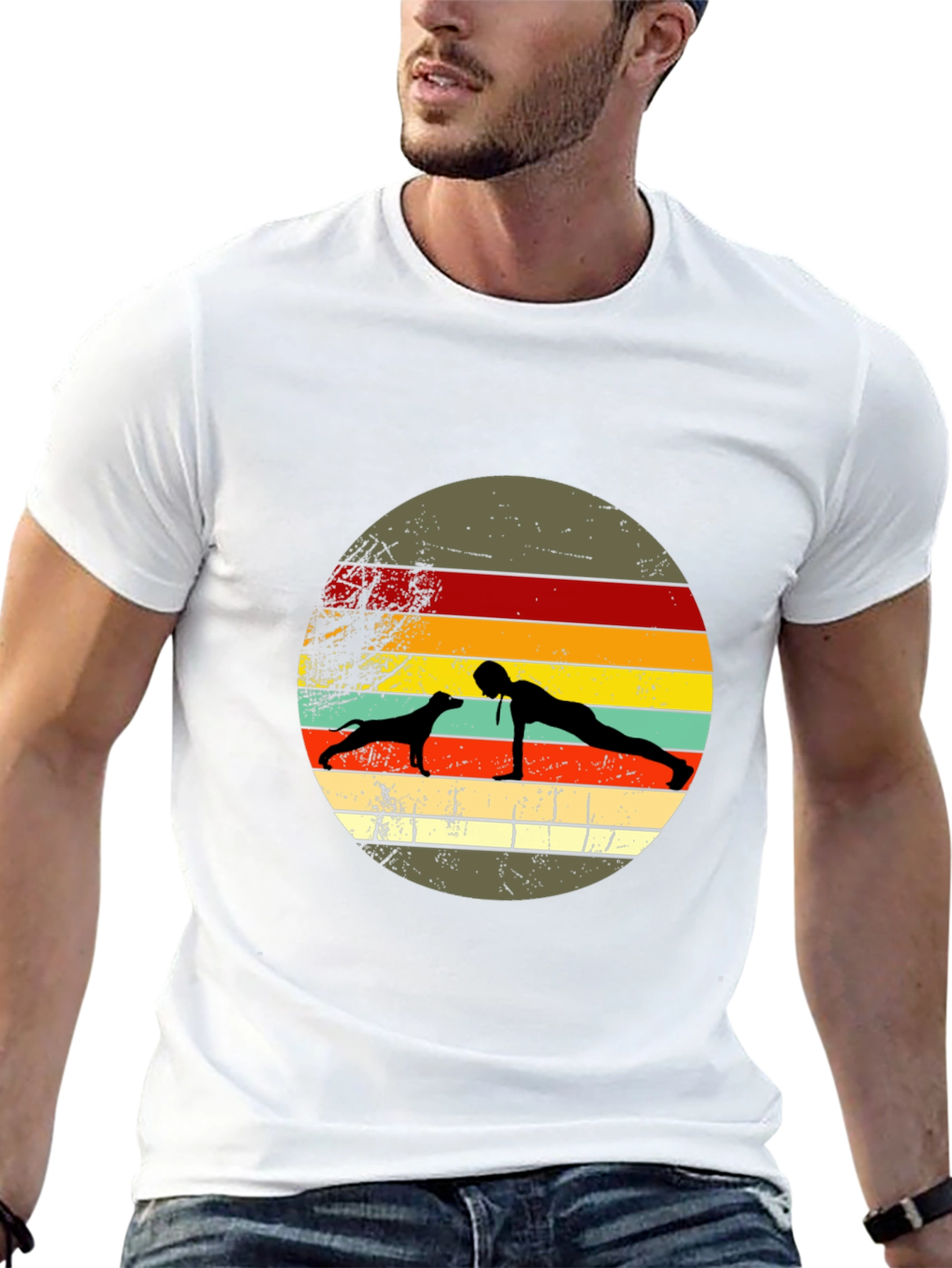 Dog Yoga Sunset Graphic Tee