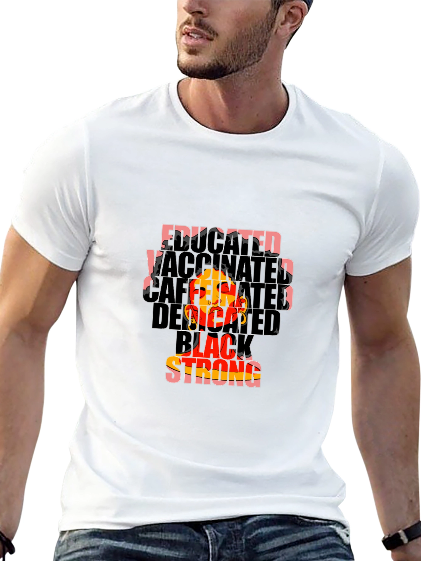 Educated Vaccinated Black Strong Graphic Tee
