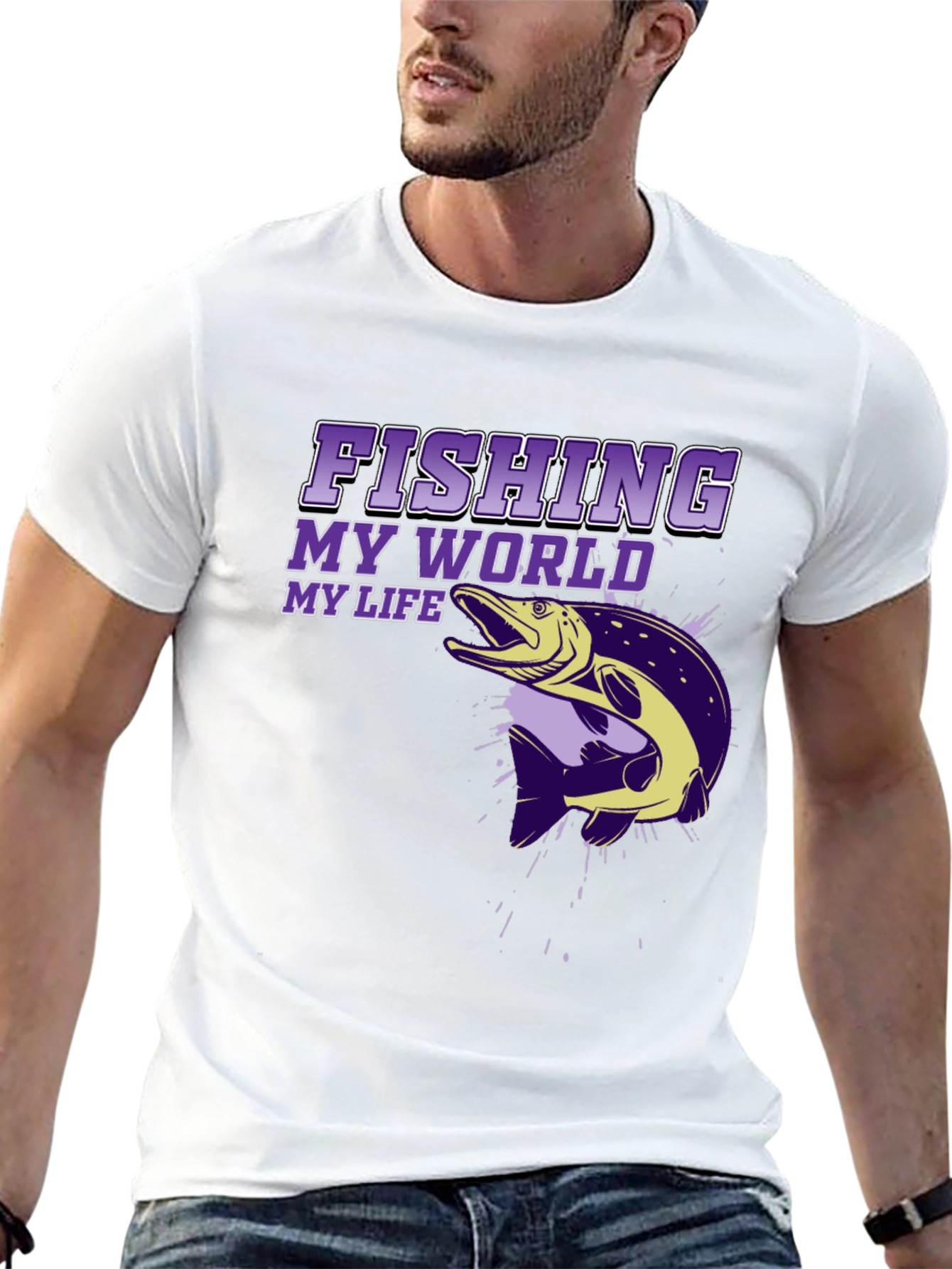 Fishing My World My Life Black Graphic Tee