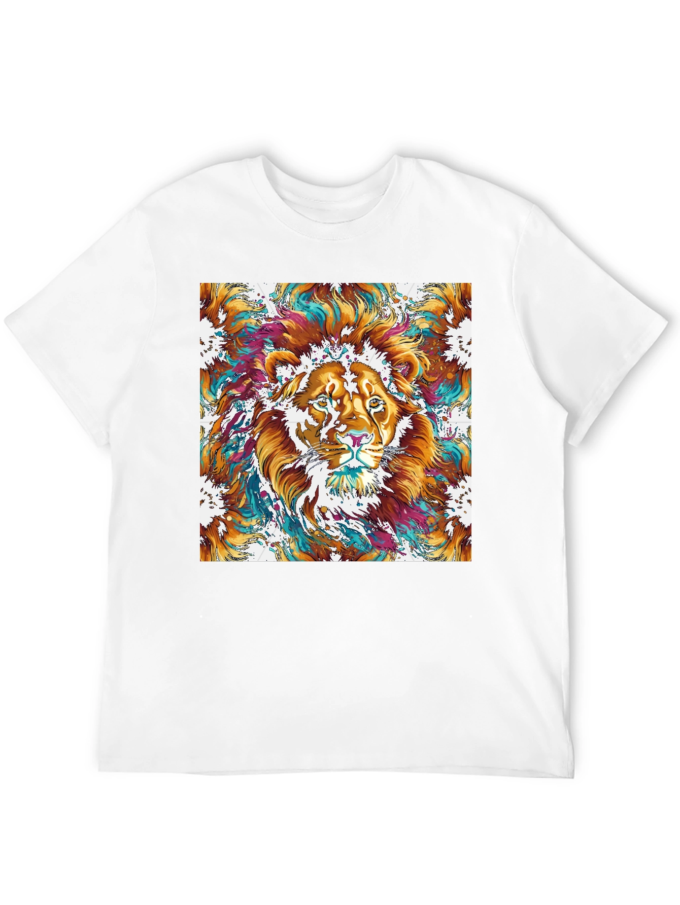 Lion Art Graphic Print Black T-Shirt