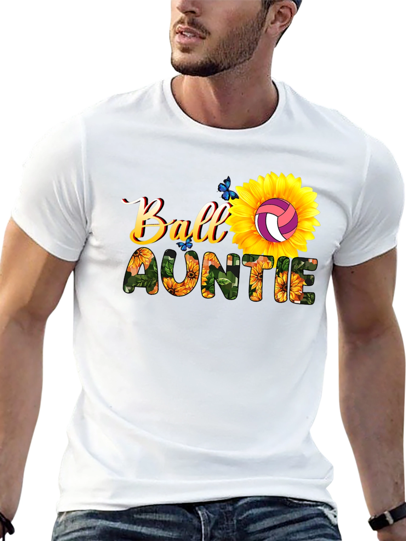 Ball Auntie Sunflower Volleyball T-Shirt