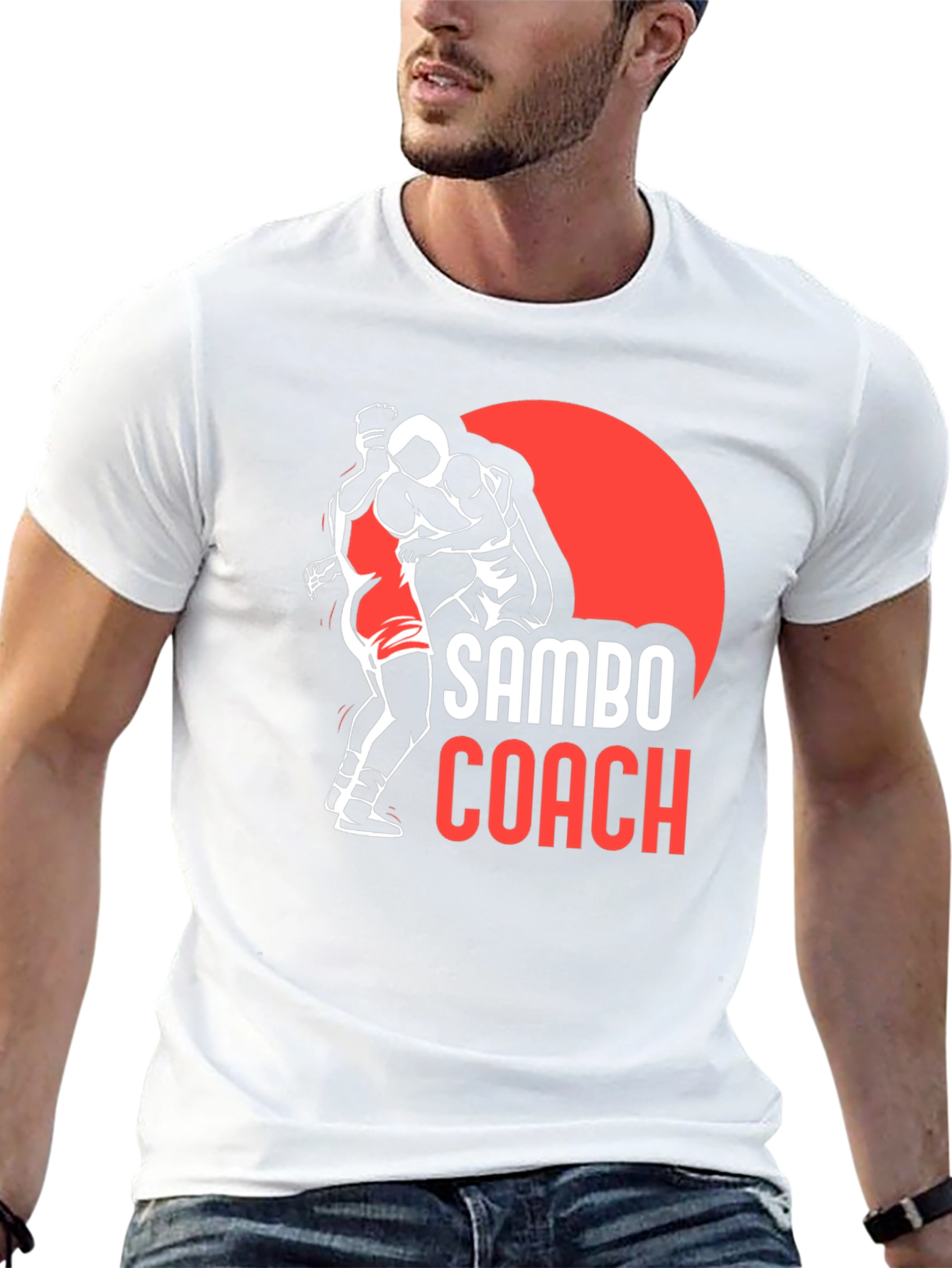Sambo Coach Black T-Shirt: Wrestling Design