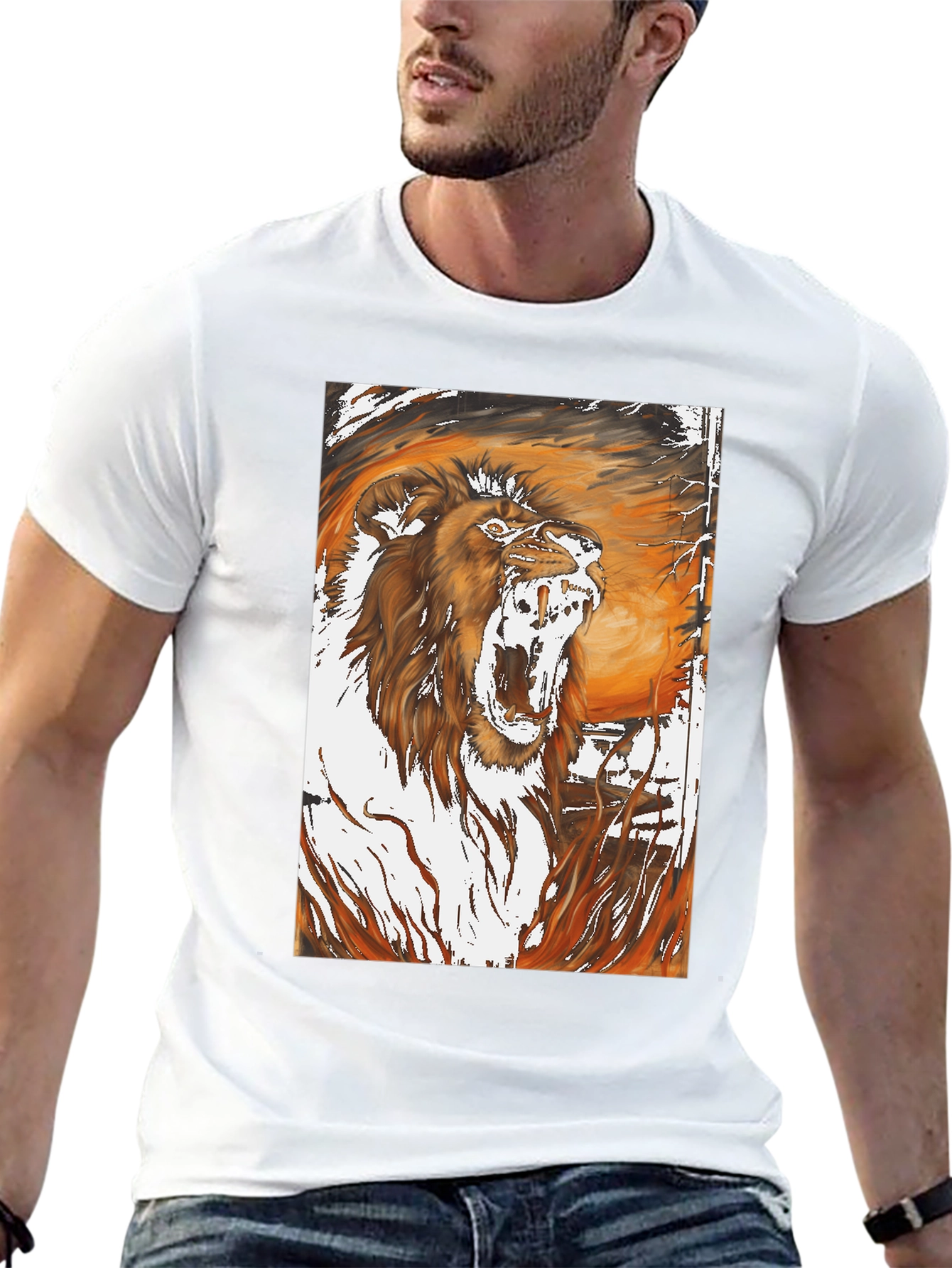 Roaring Lion Graphic Print T-Shirt