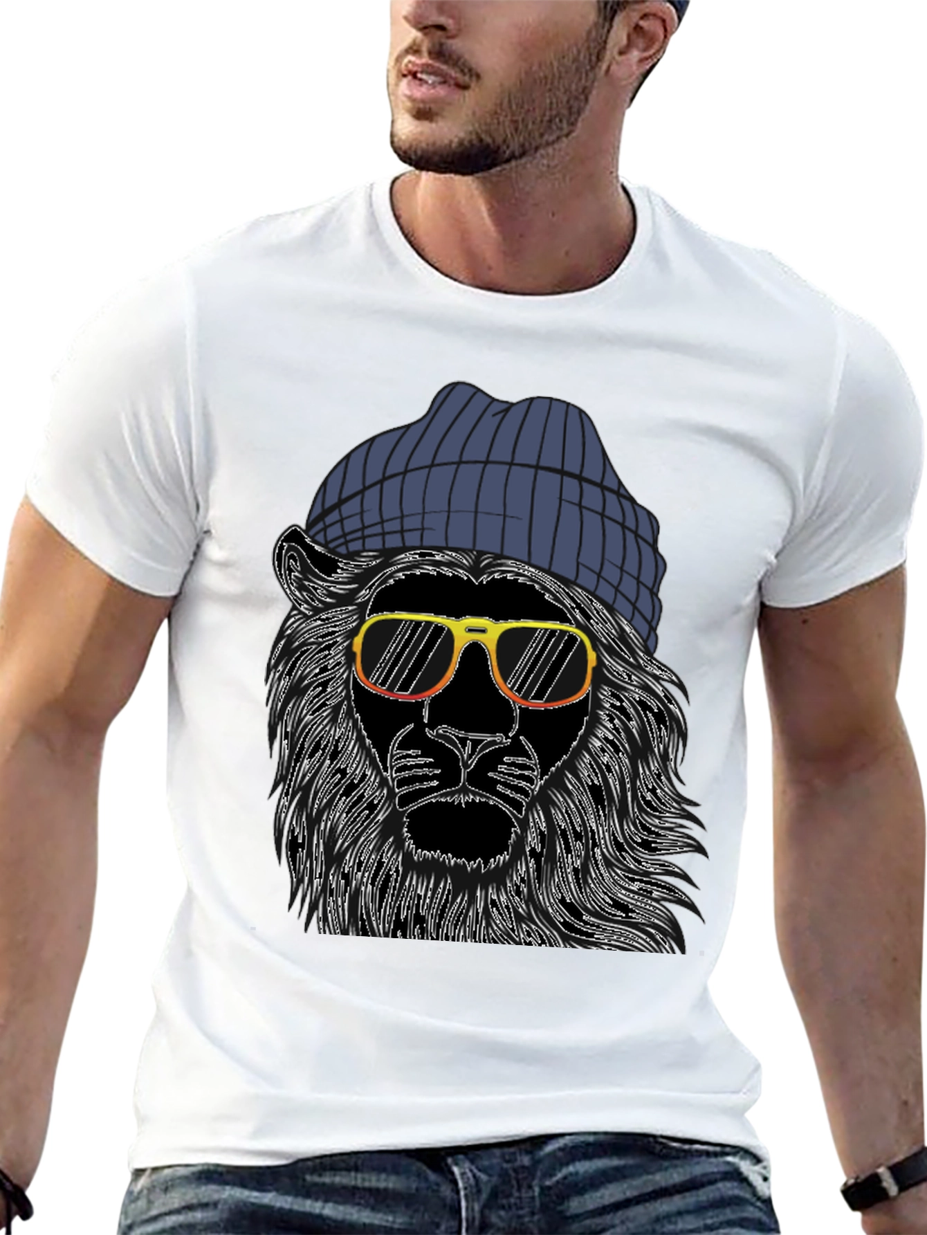 Cool Lion Graphic Tee - Mens Black T-Shirt