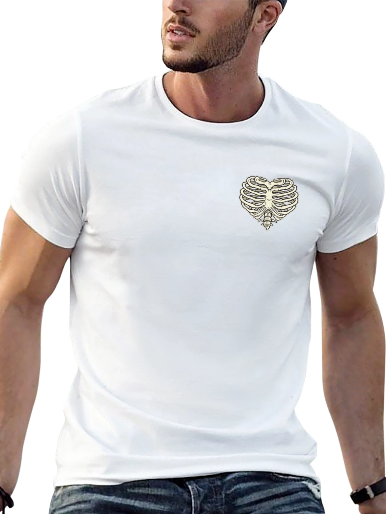 Heart Ribcage Graphic T-Shirt - Black