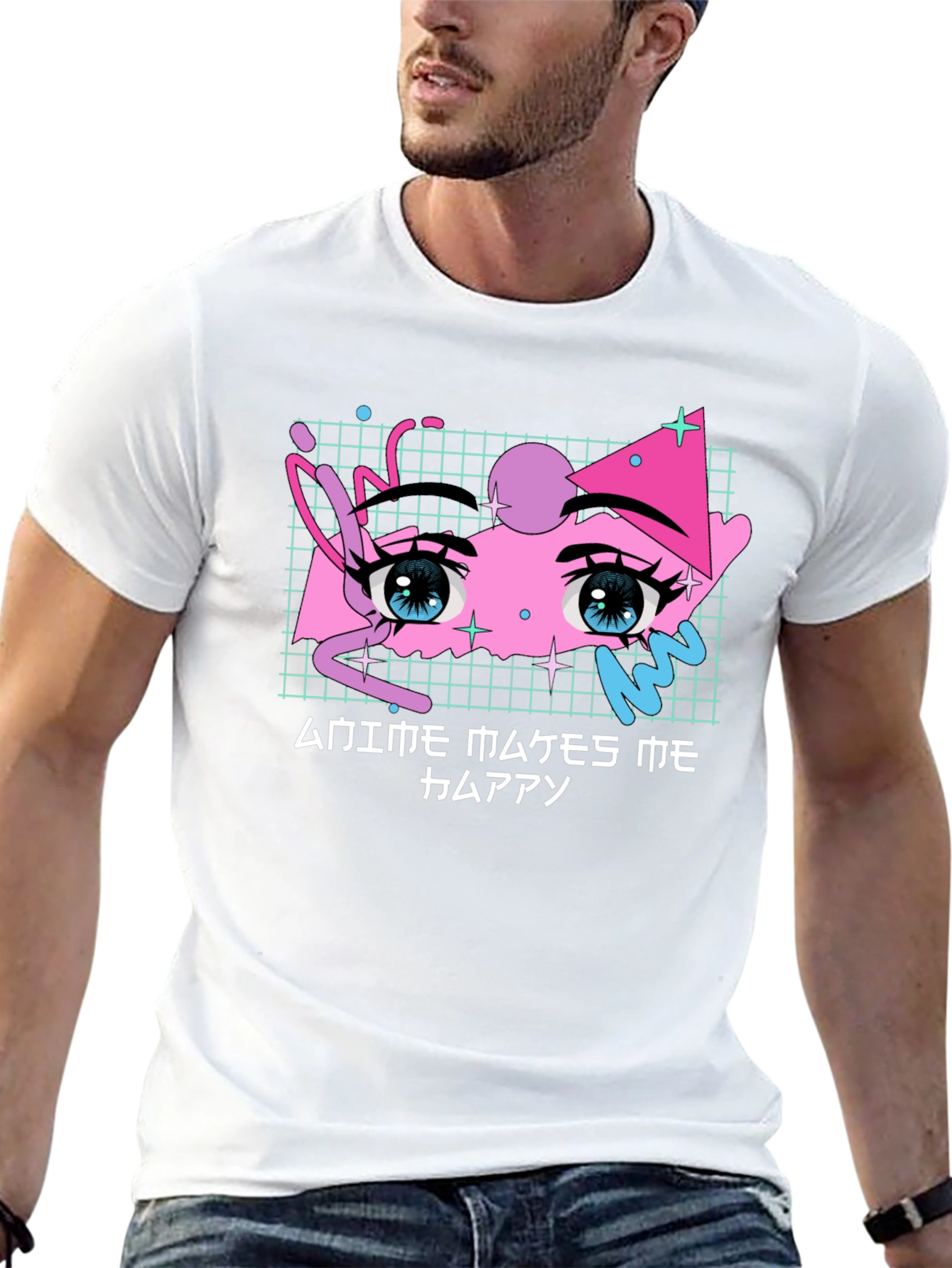 Anime Eyes T-Shirt Vaporwave Aesthetic Black