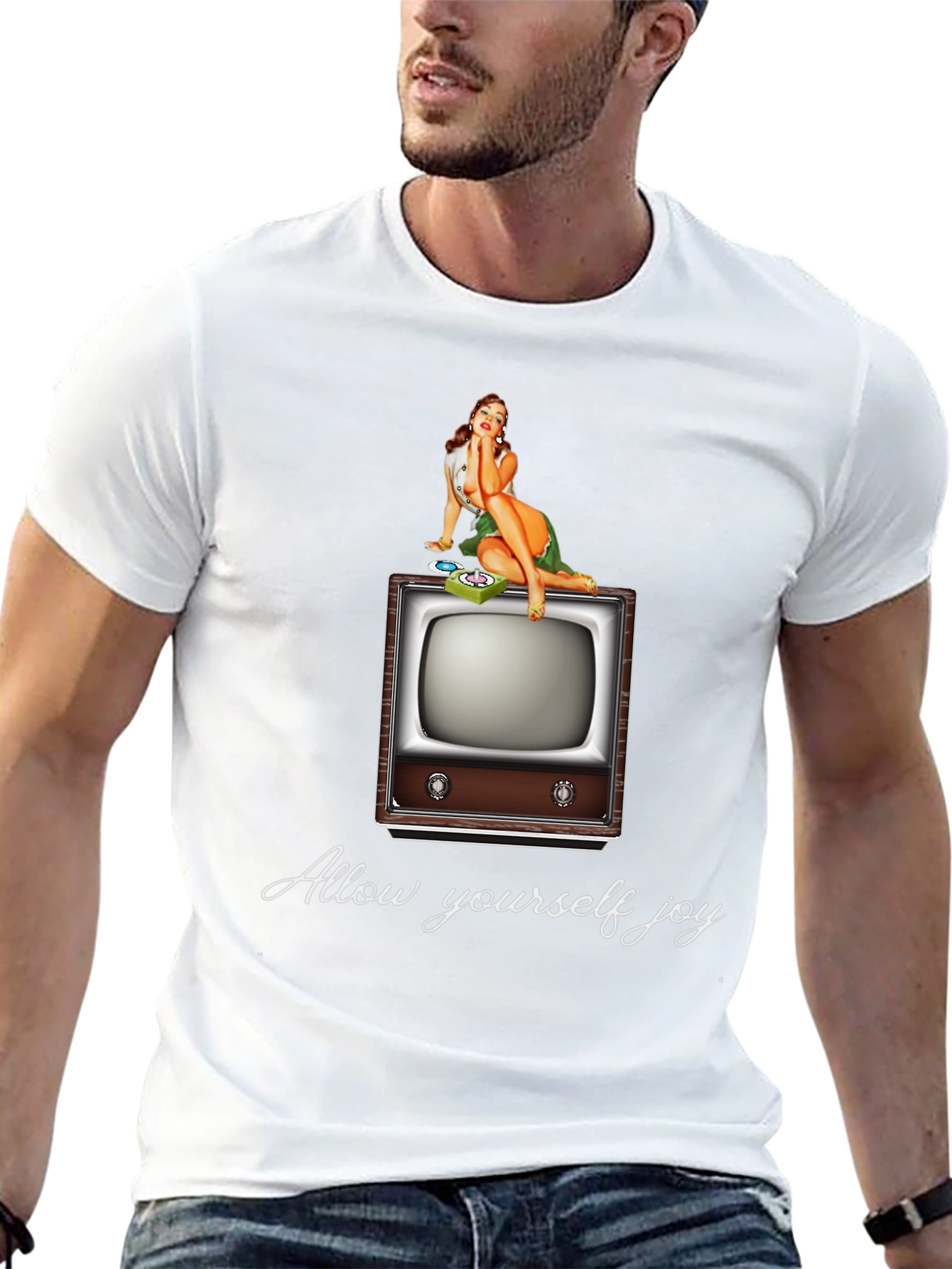 Retro TV Pin-Up Graphic T-Shirt