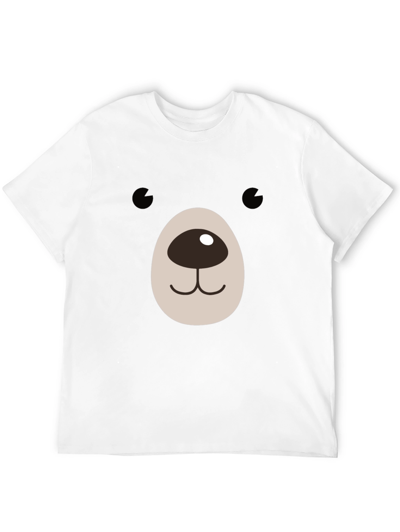 Cute Bear Face Graphic Black T-Shirt