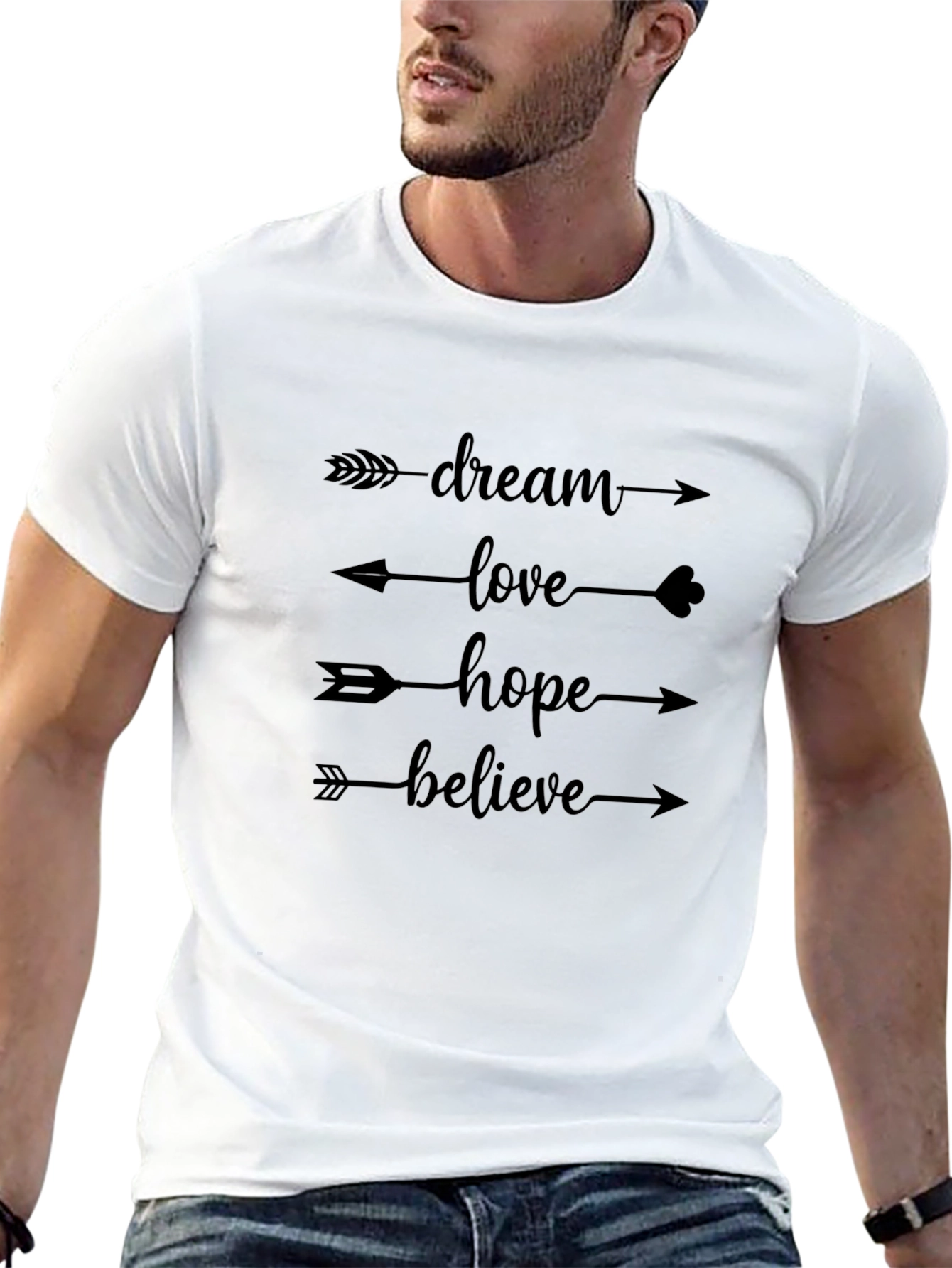 Dream Love Hope Believe Arrow Graphic Tee - Black