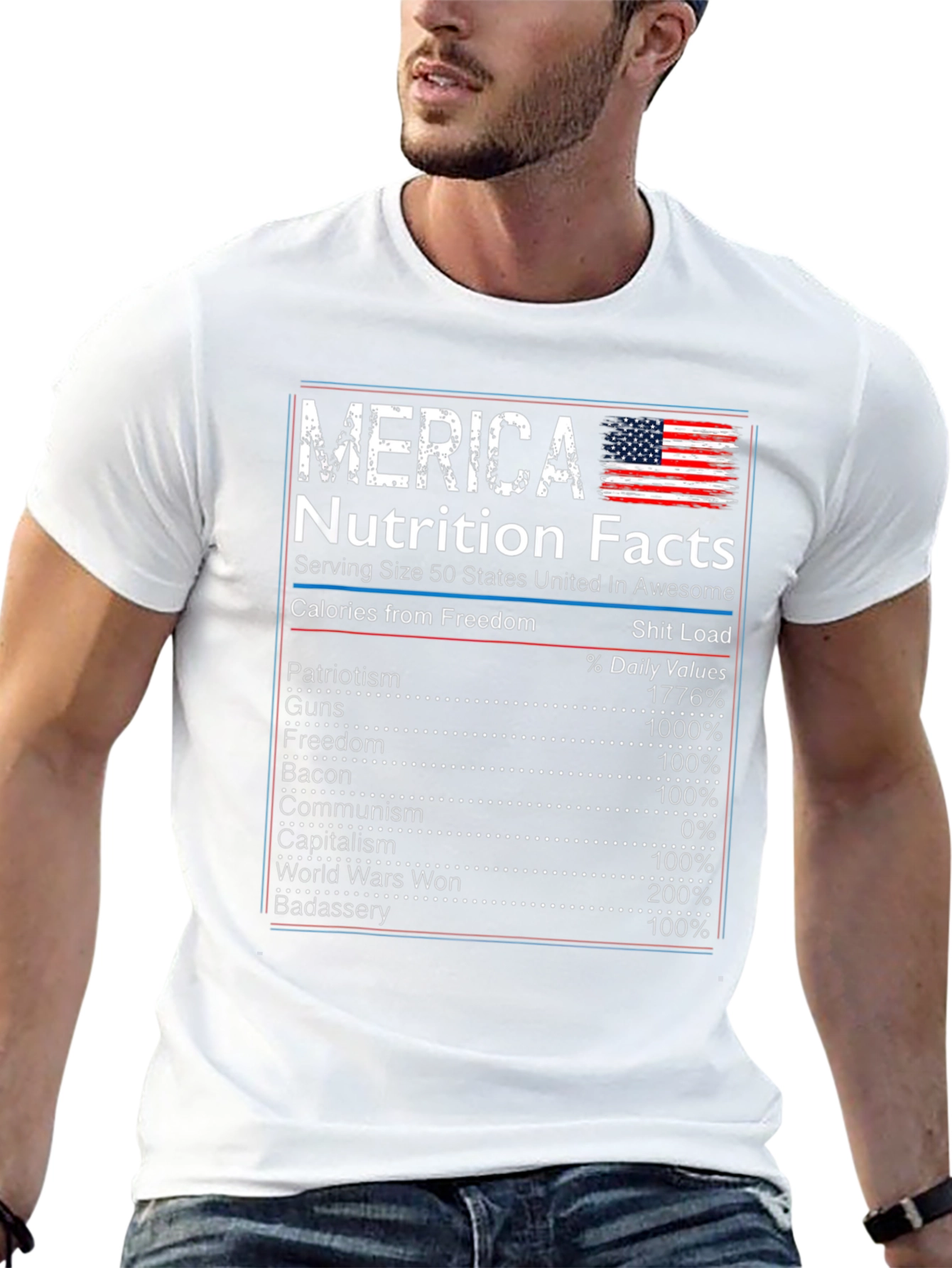 Merica Nutrition Facts Graphic Novelty T-Shirt