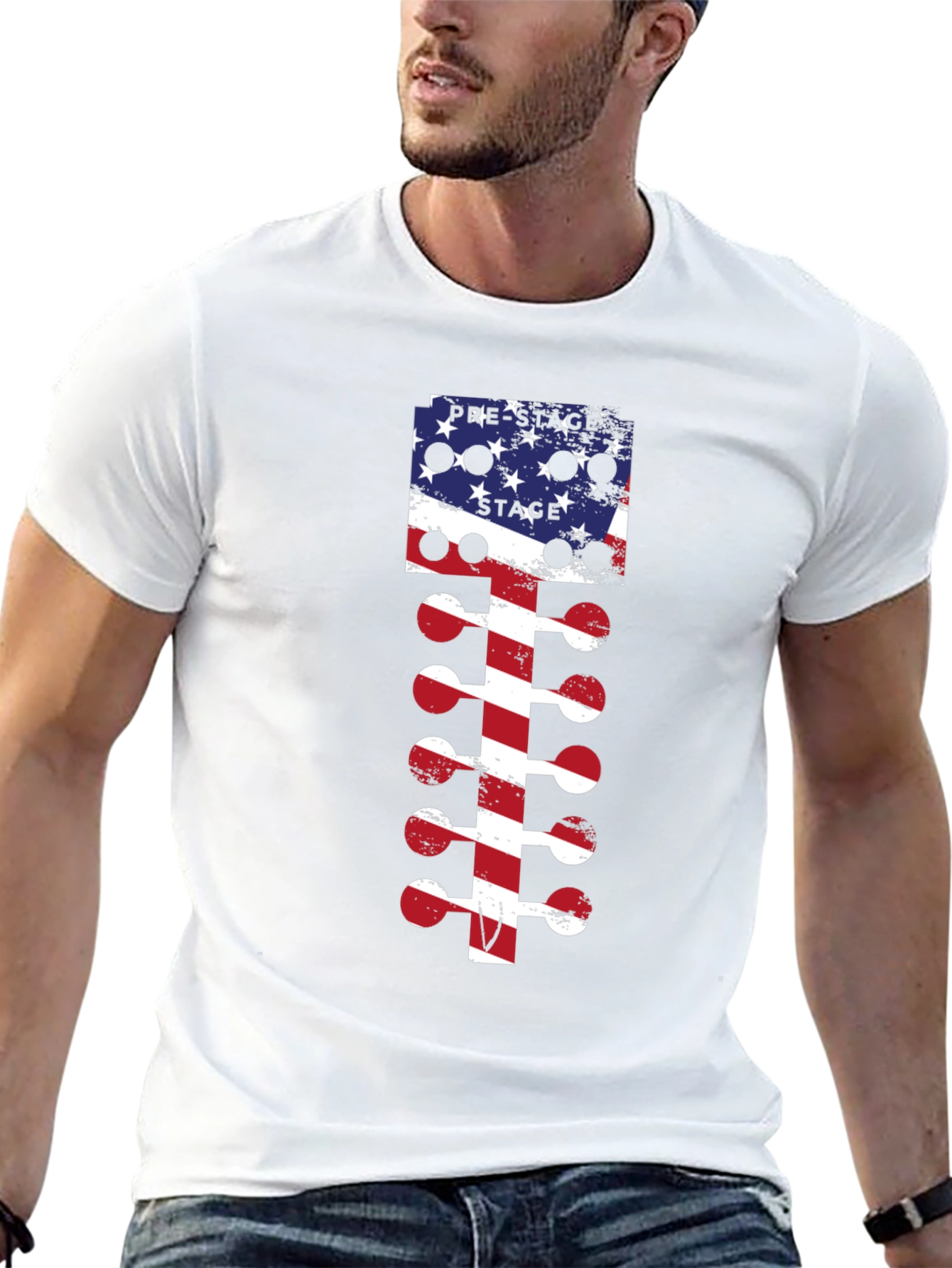 American Flag Drag Racing Tree T-Shirt