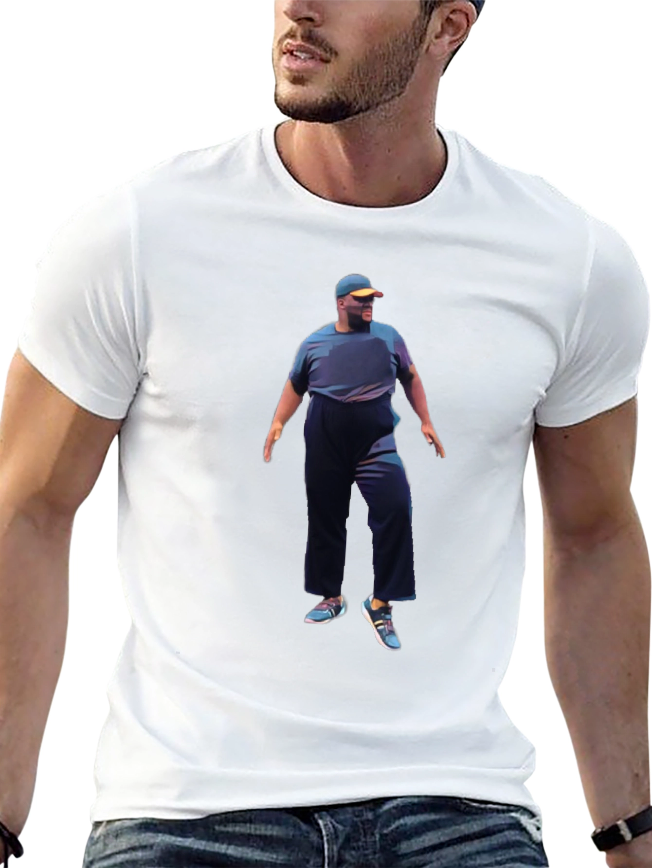 Mans Black T-Shirt with Digital Image
