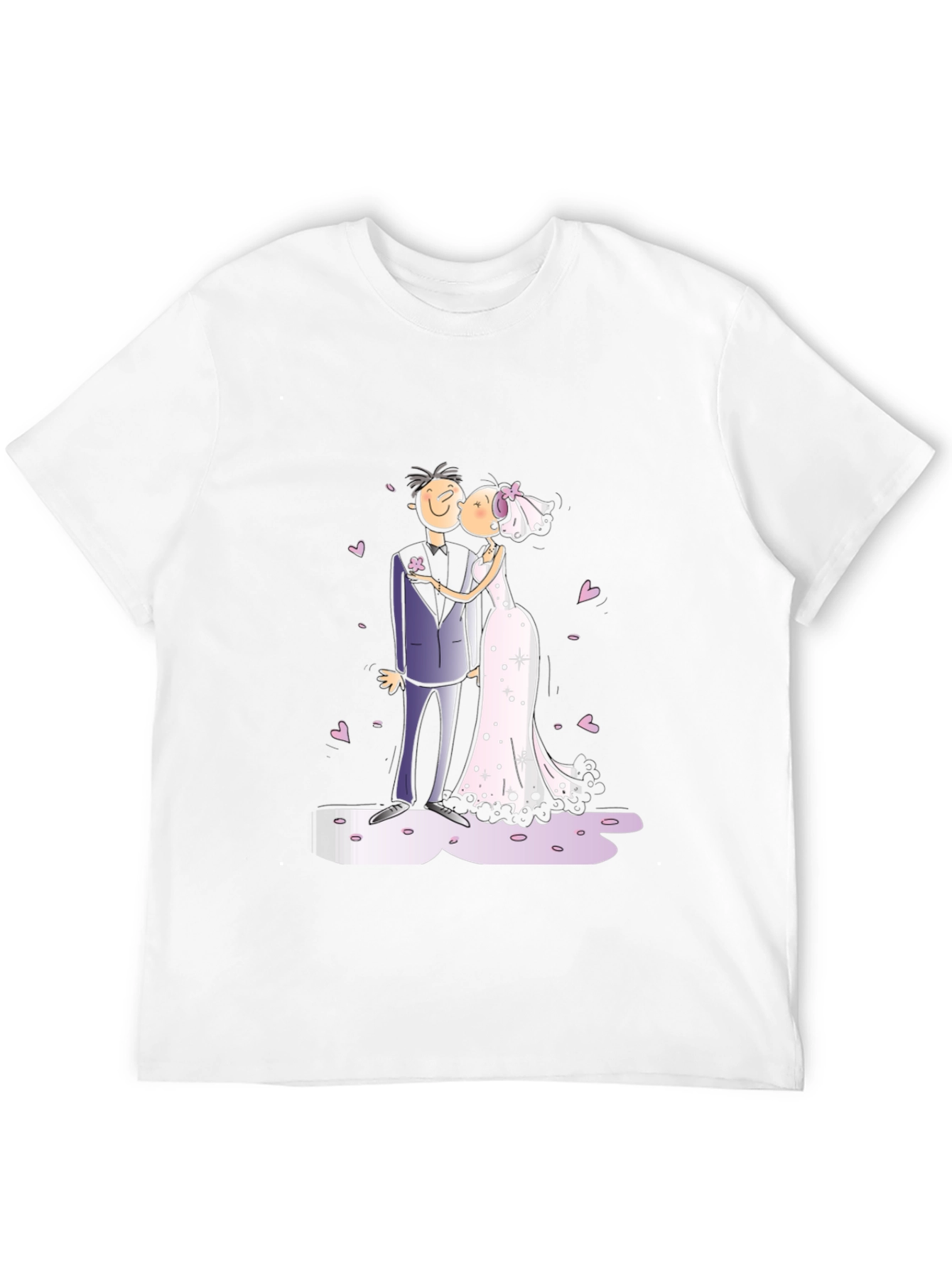 Wedding Kiss Cartoon Graphic Tee - Stylish Black T-Shirt