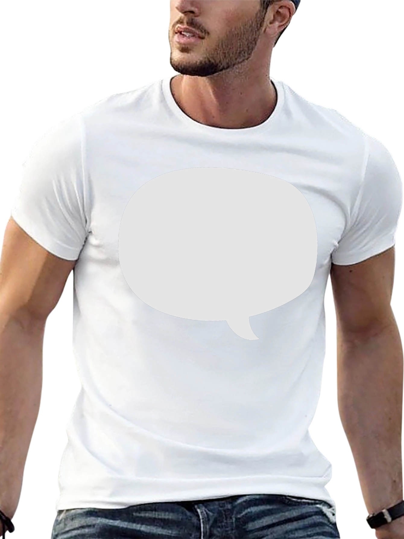 Black T-Shirt with White Speech Bubble