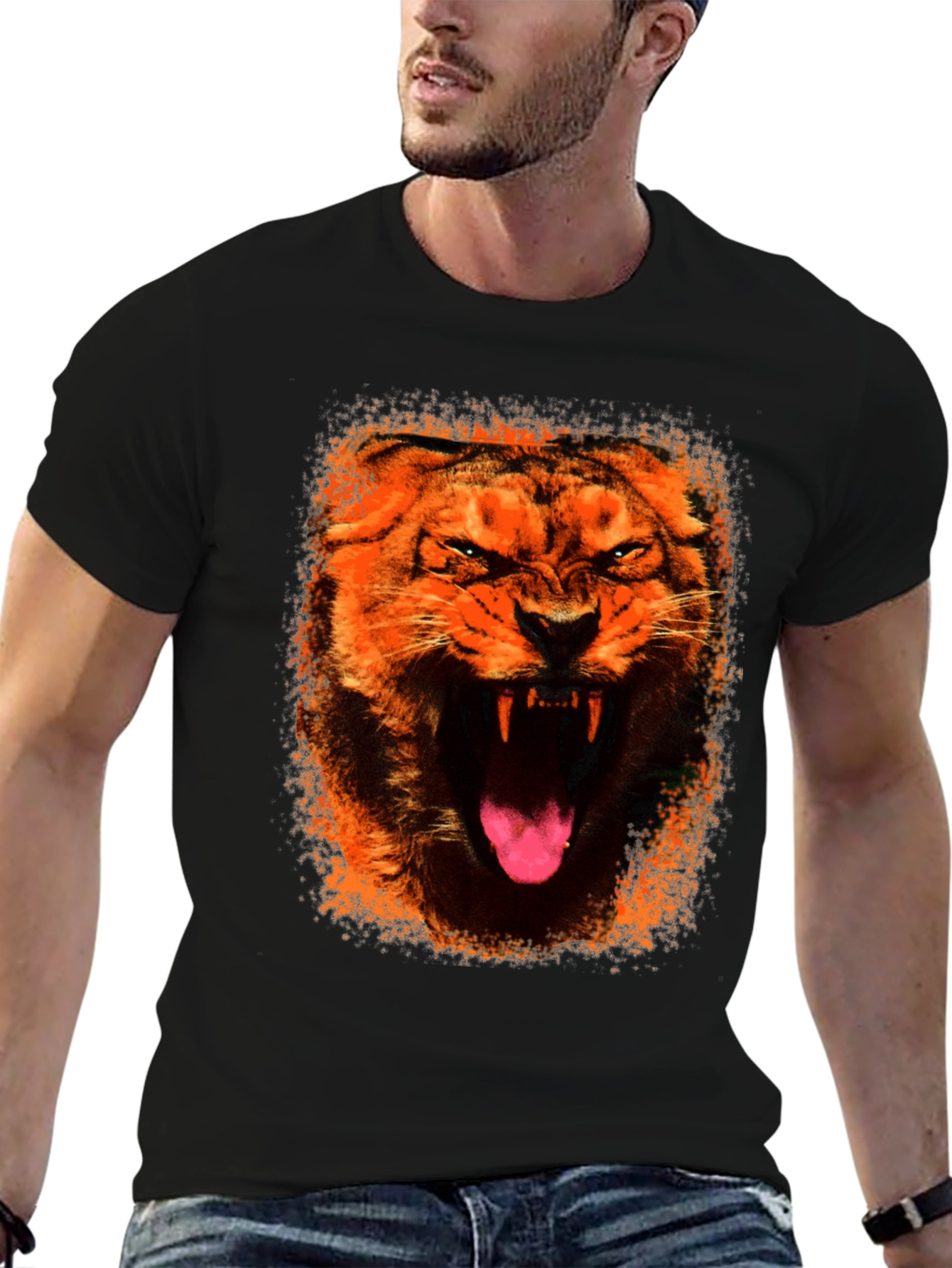 Roaring Tiger Graphic Print Crew Neck T-Shirt