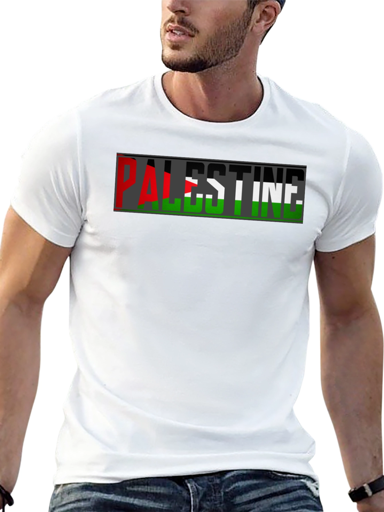 Palestine Flag T-Shirt - Black Graphic Tee