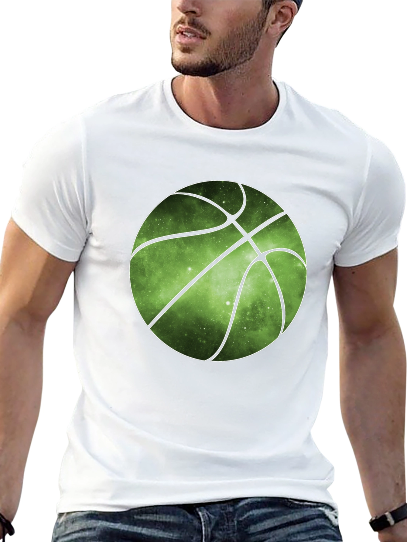 Galaxy Basketball Graphic Tee - Trendy Mens T-Shirt
