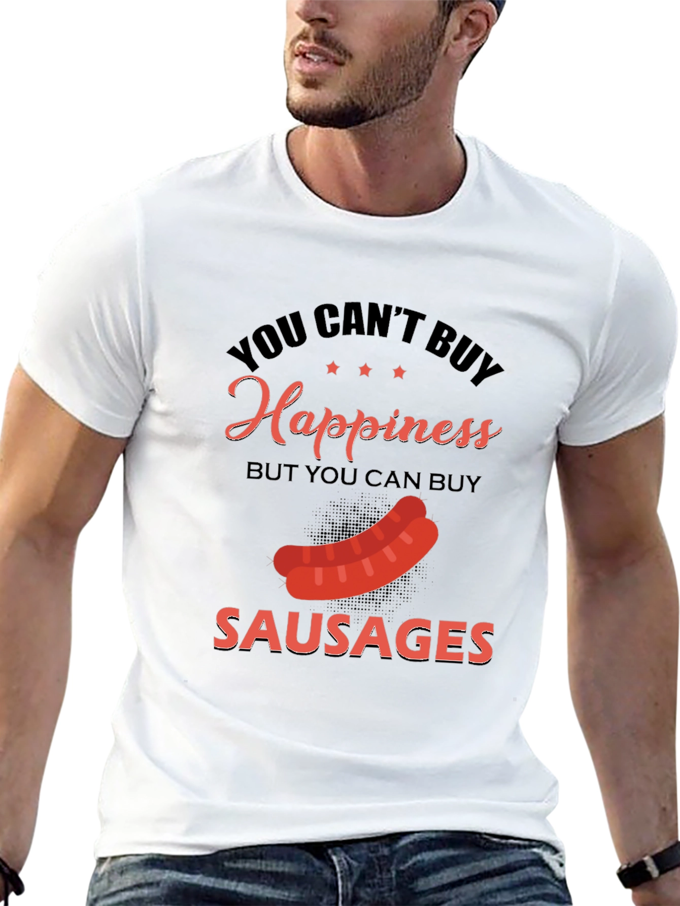 Funny Sausage T-Shirt: Buy Sausages Buy Happiness!