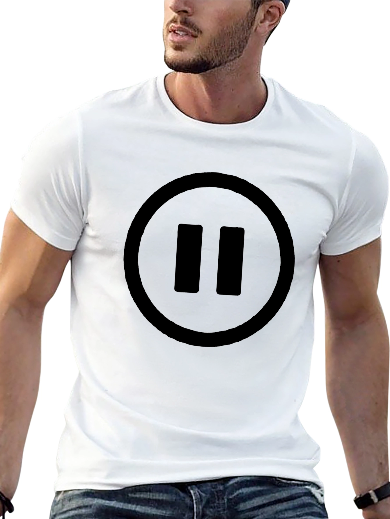 Pause Button Graphic T-Shirt - Classic Black Tee