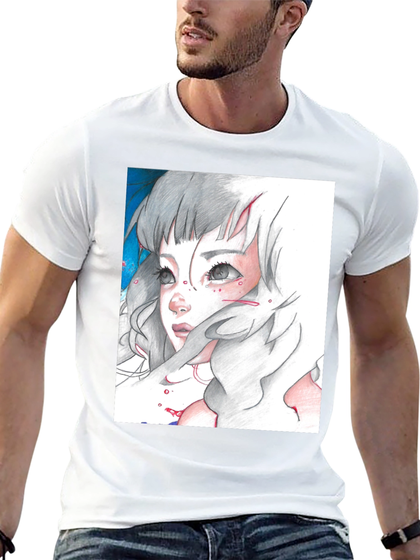 Anime Girl Graphic Tee - Black Cotton T-Shirt