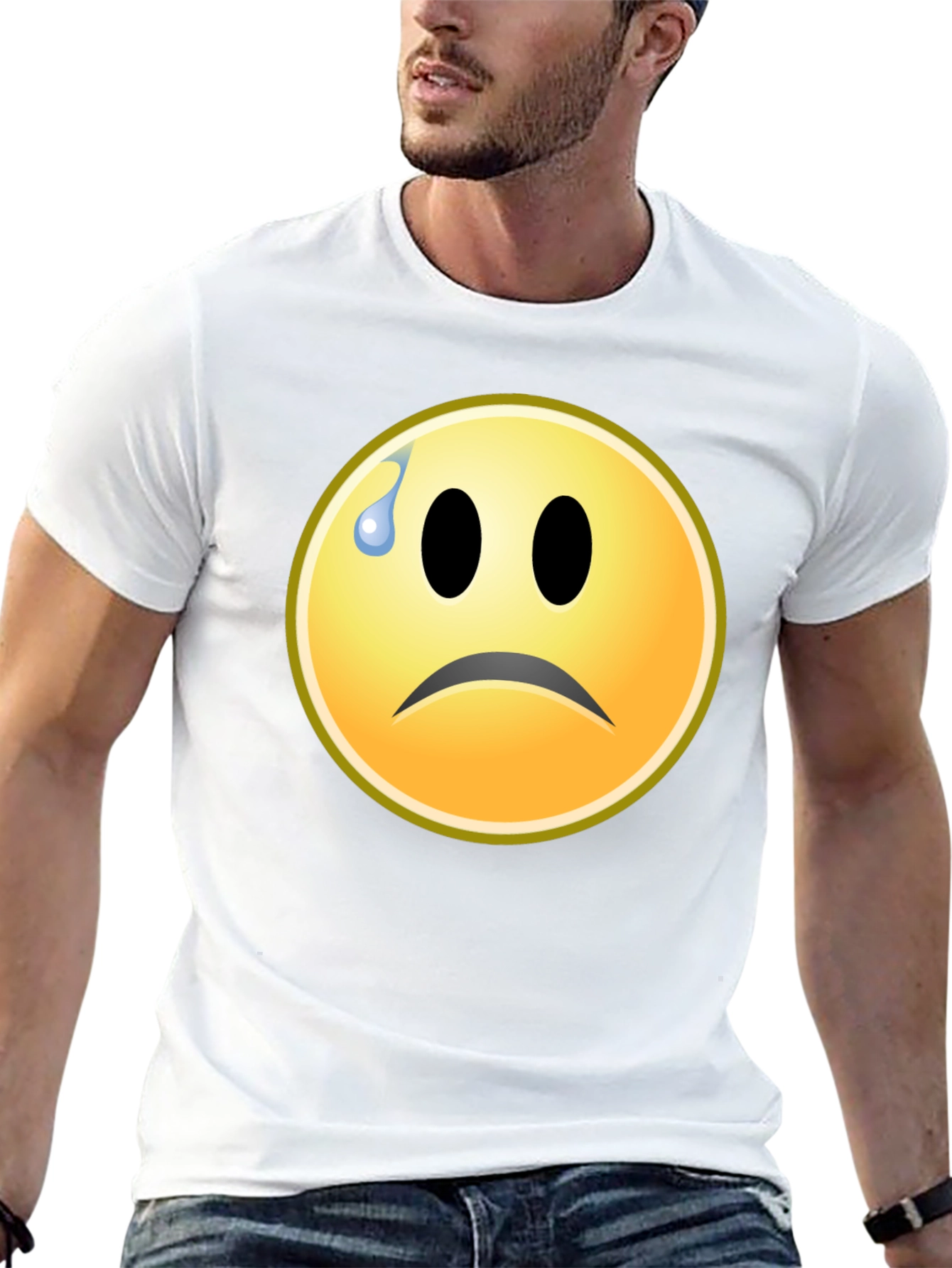 Sad Emoji Graphic Tee - Black Unisex T-Shirt