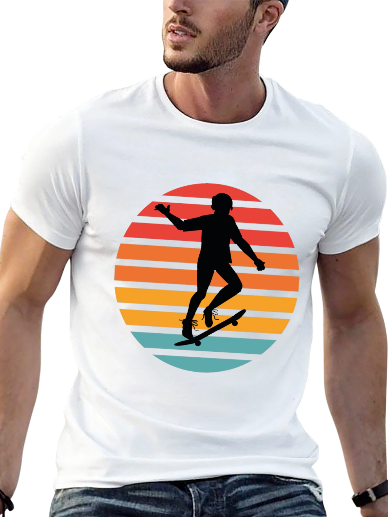 Skateboarder Retro Sunset T-Shirt