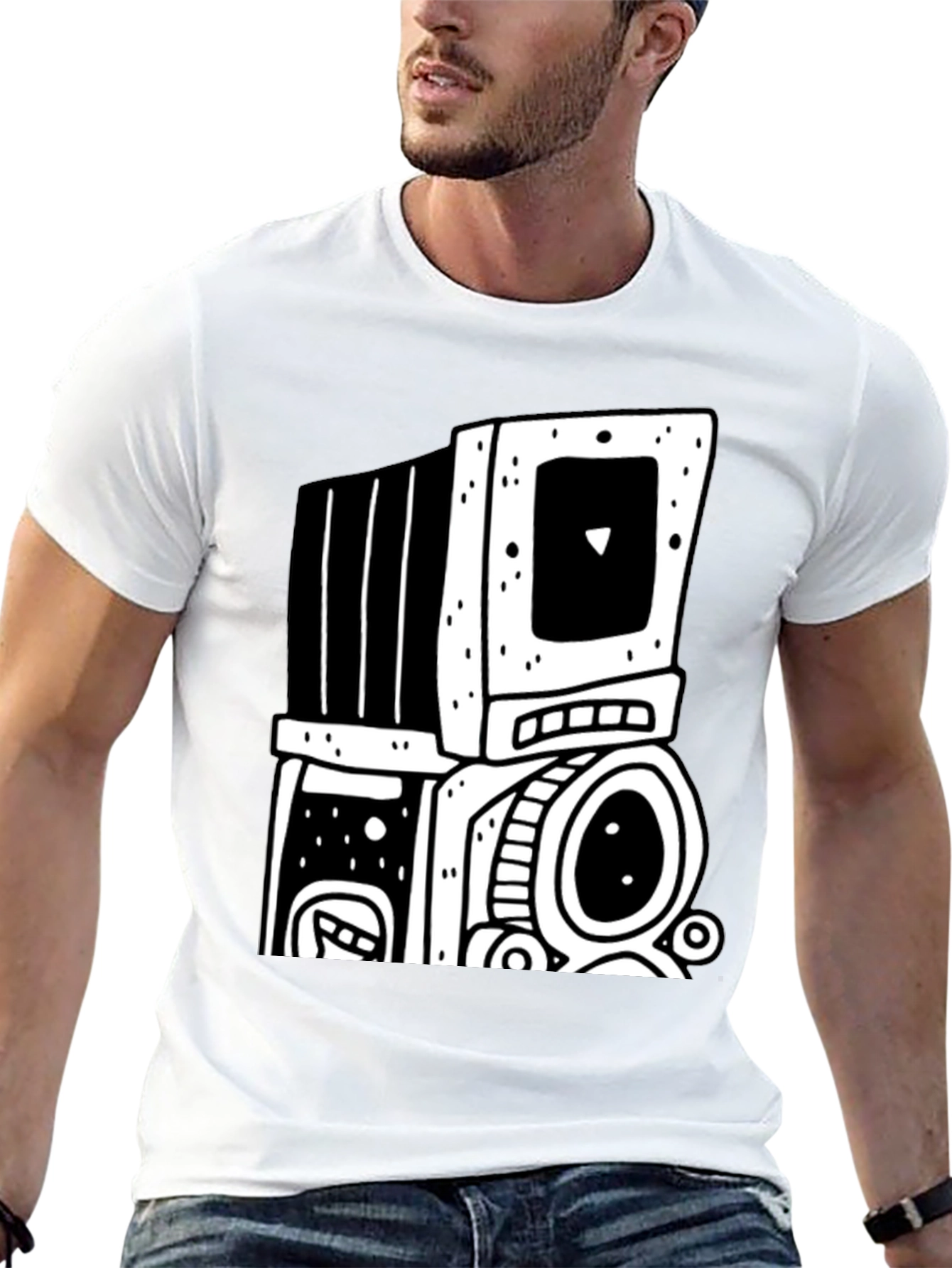 Retro Computer Black Graphic T-Shirt
