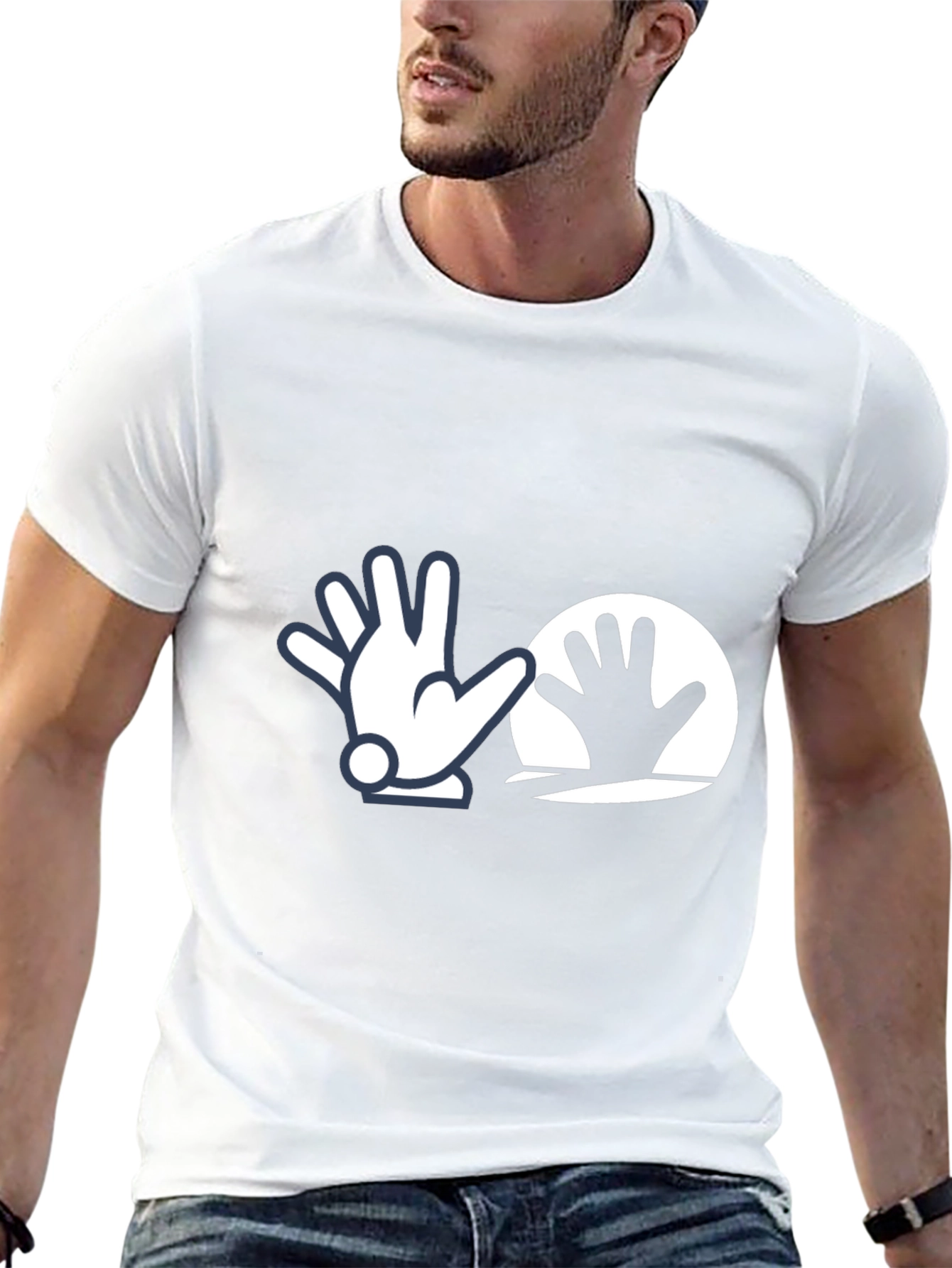 Funny Cartoon Hand Graphic Tee - Black Cotton Shirt