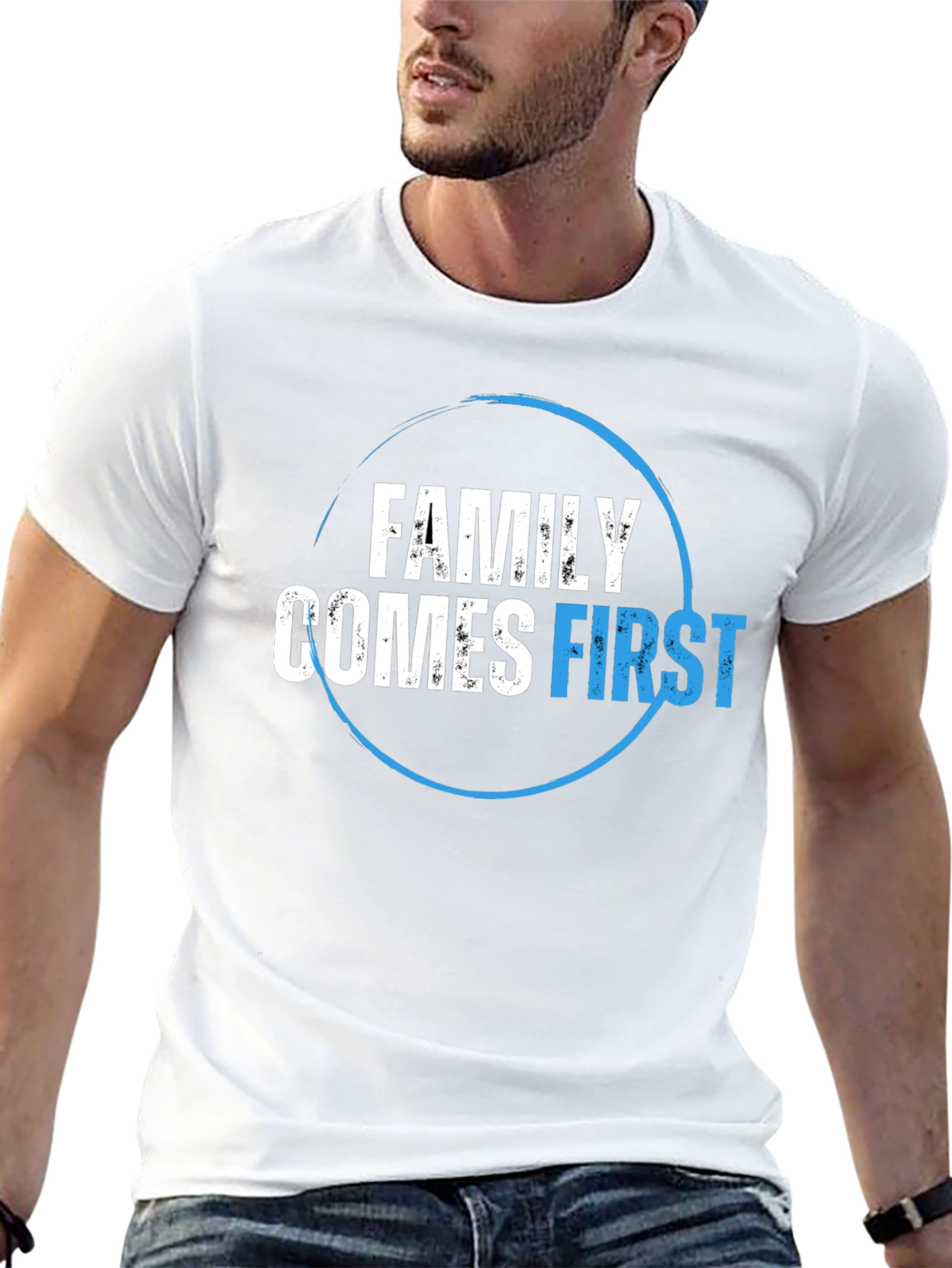 Family Comes First Graphic Tee - Black